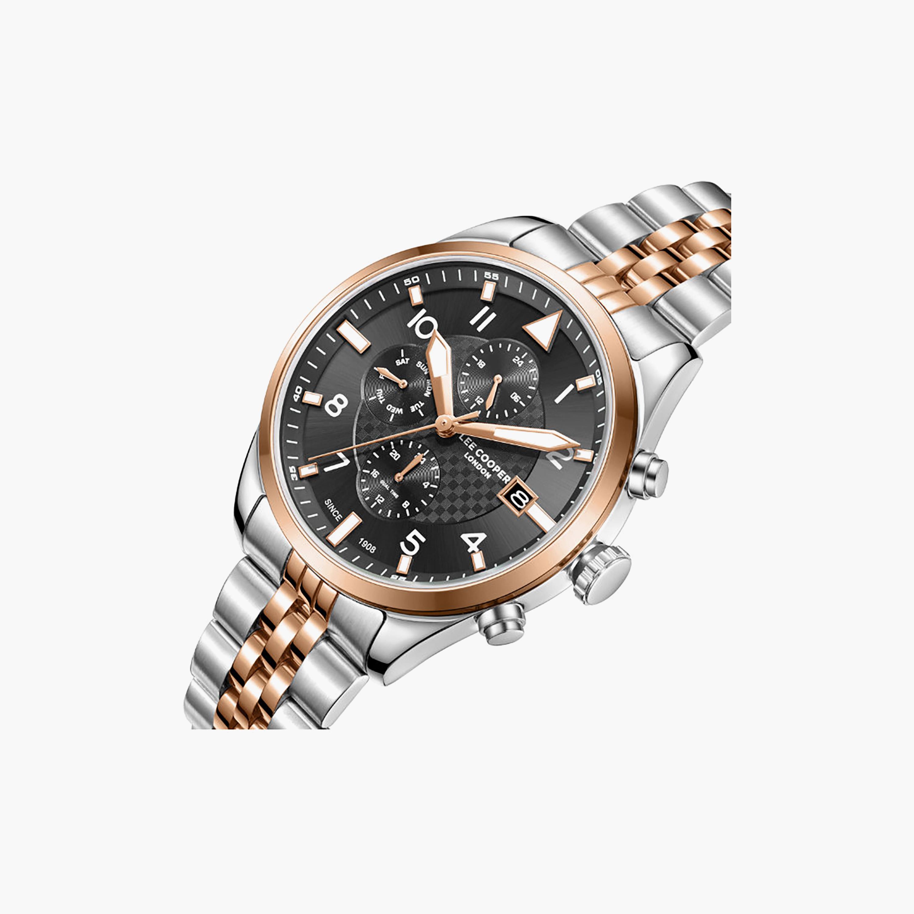 ساعة لي كوبر الرجالية المعدنية كرونوغراف فضية وذهبية مقاس 41 مم | LC08318.560-men-watchesandjewellery-watches-image-8