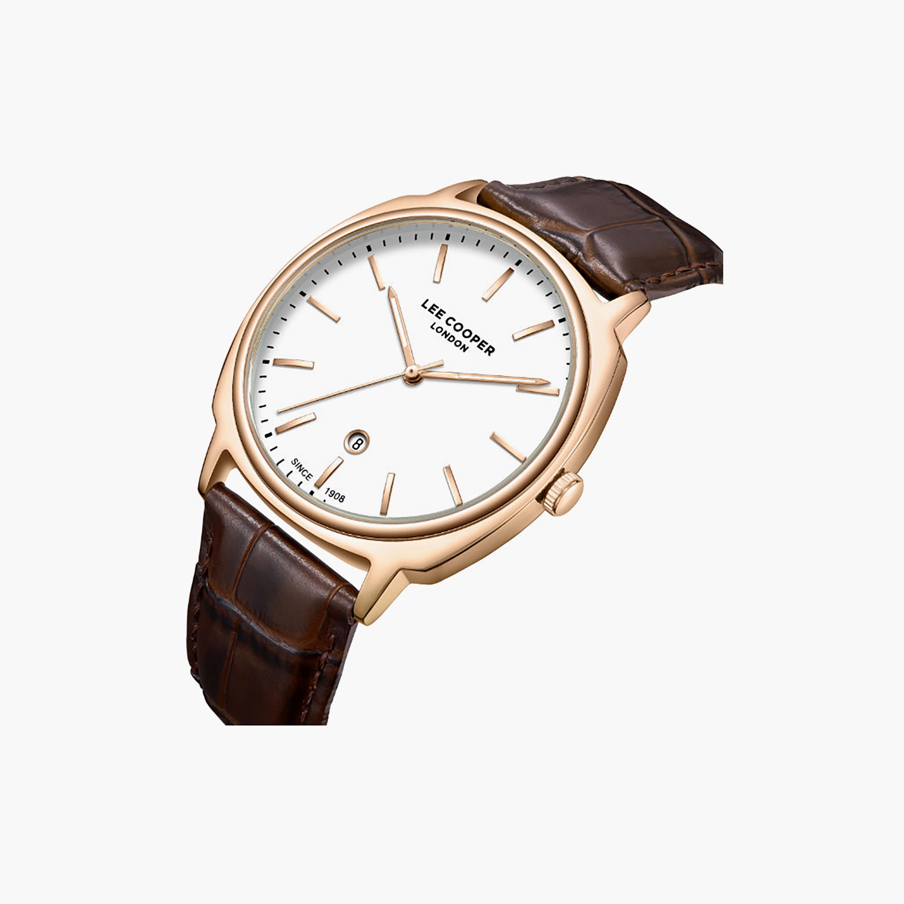 ساعة أنالوج جلد باللون البني 41 مم للرجال من لي كوبر | LC08248.432-men-watchesandjewellery-watches-image-3