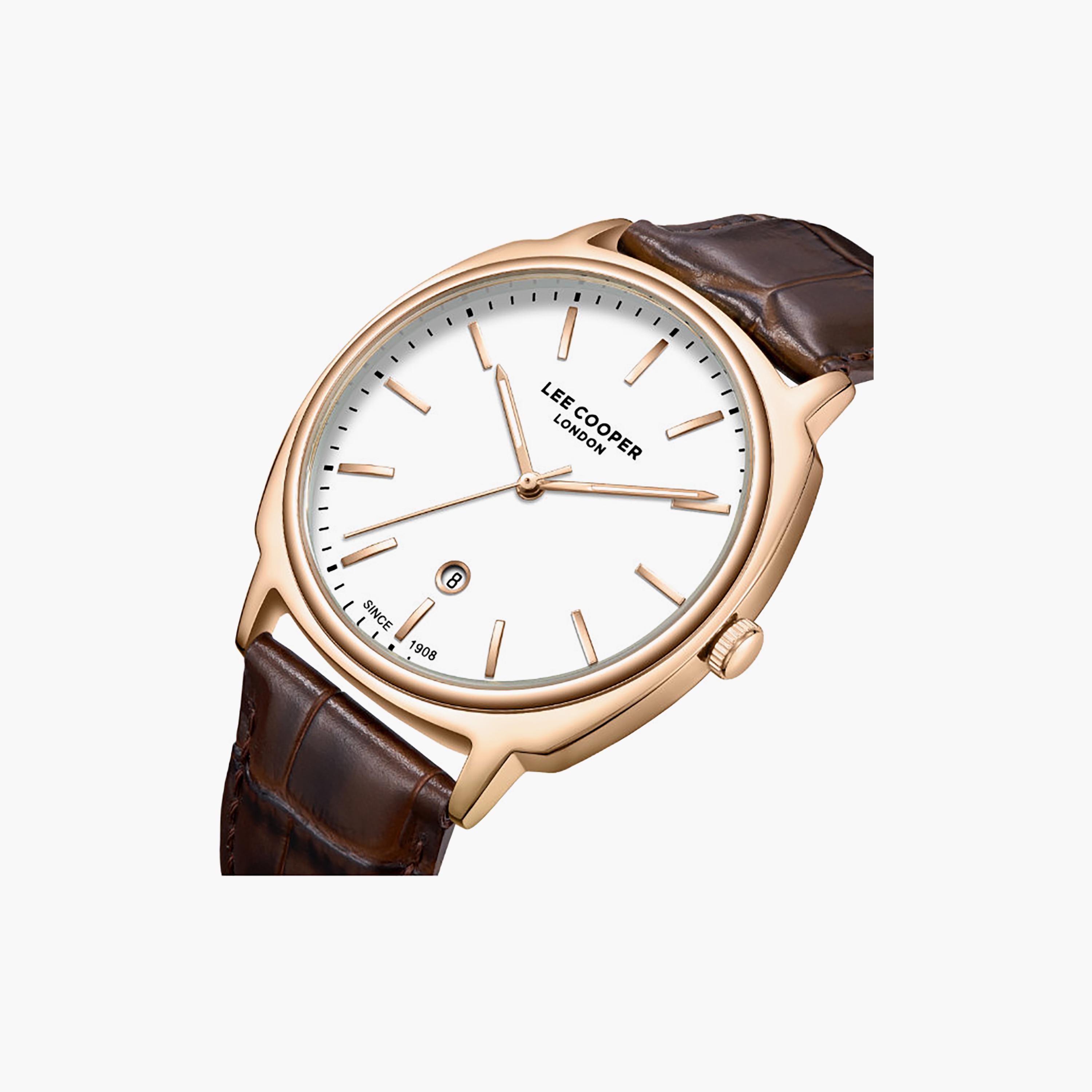 ساعة أنالوج جلد باللون البني 41 مم للرجال من لي كوبر | LC08248.432-men-watchesandjewellery-watches-image-6