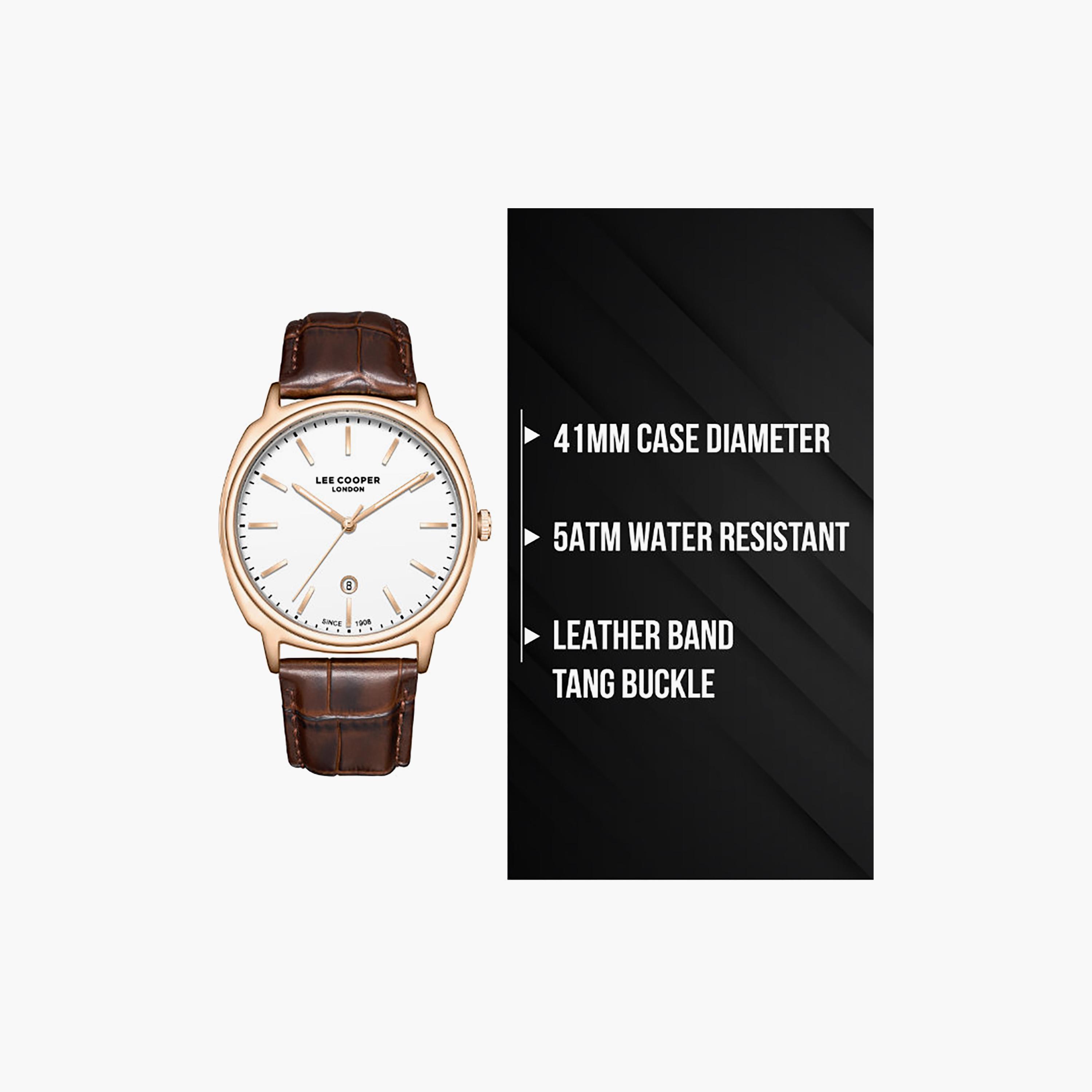 ساعة أنالوج جلد باللون البني 41 مم للرجال من لي كوبر | LC08248.432-men-watchesandjewellery-watches-image-9