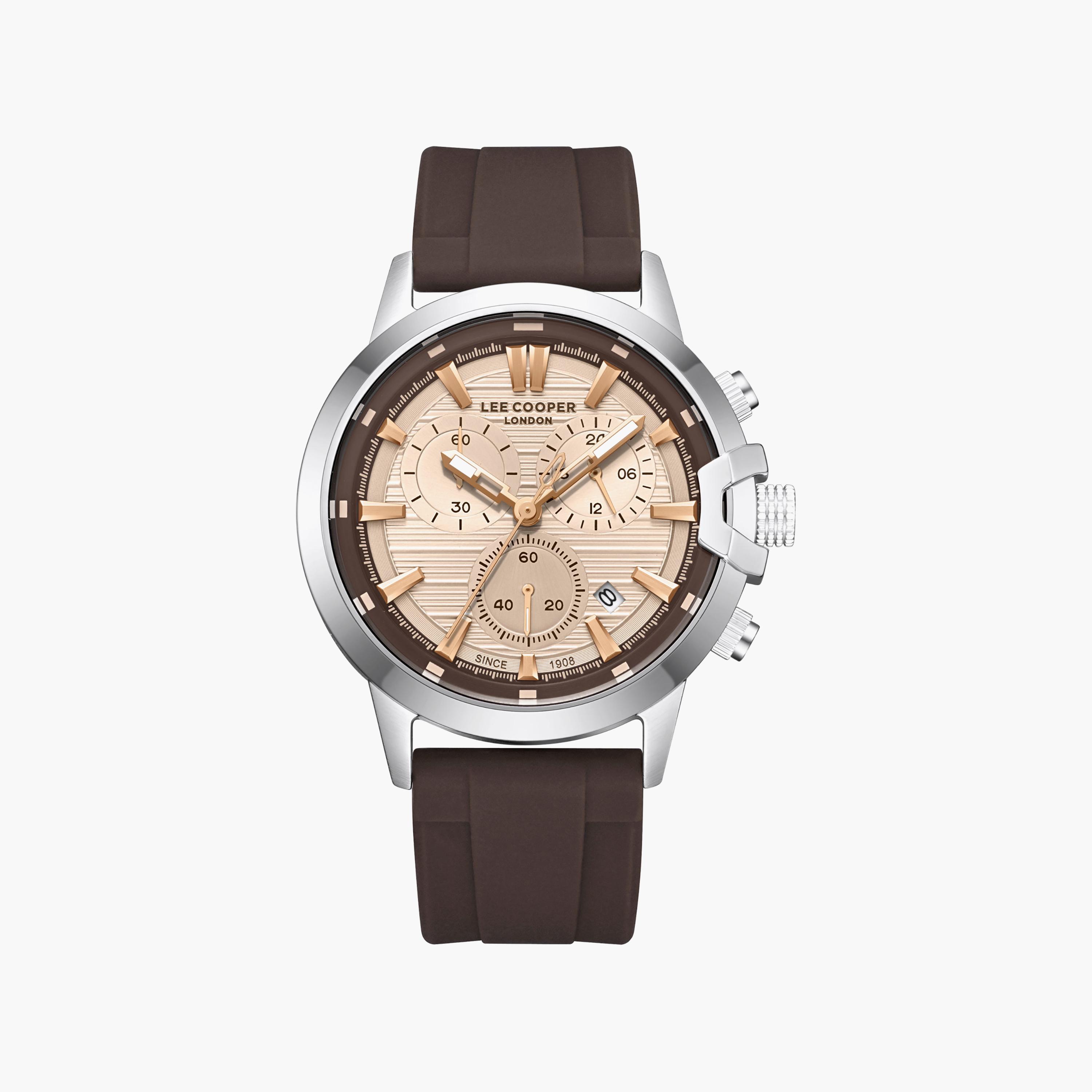 Lee Cooper Men's 44MM Brown Chronograph Silicone Watch | LC08267.332-men-watchesandjewellery-watches-image-1