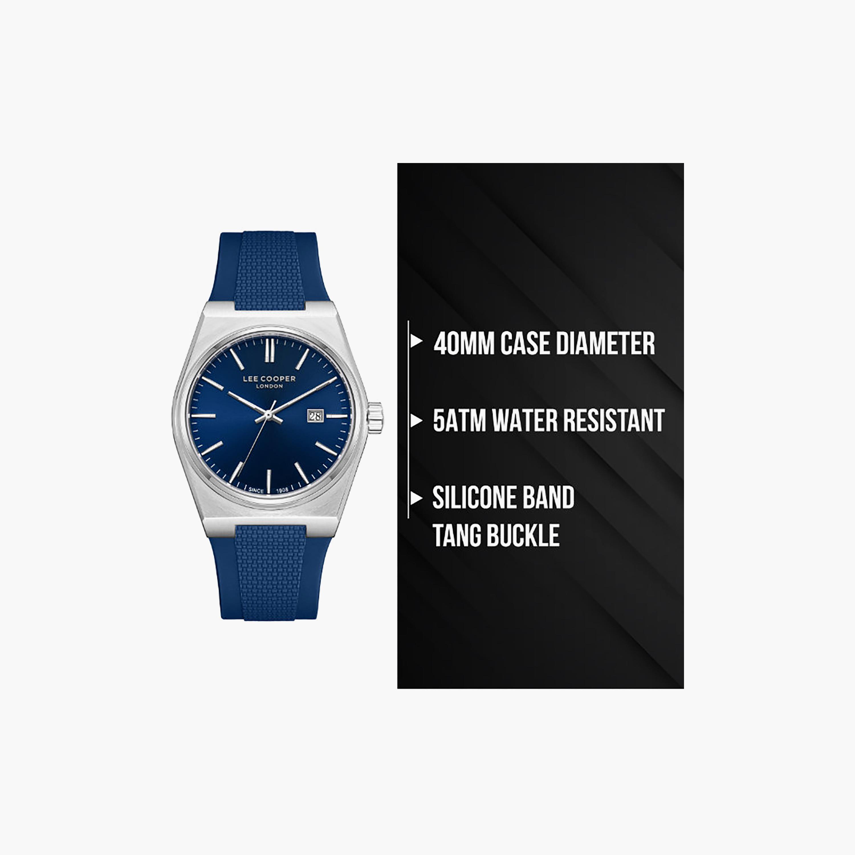 ساعة أنالوج سيليكون باللون الأزرق 40 مم للرجال من لي كوبر | LC08250.399-men-watchesandjewellery-watches-image-9