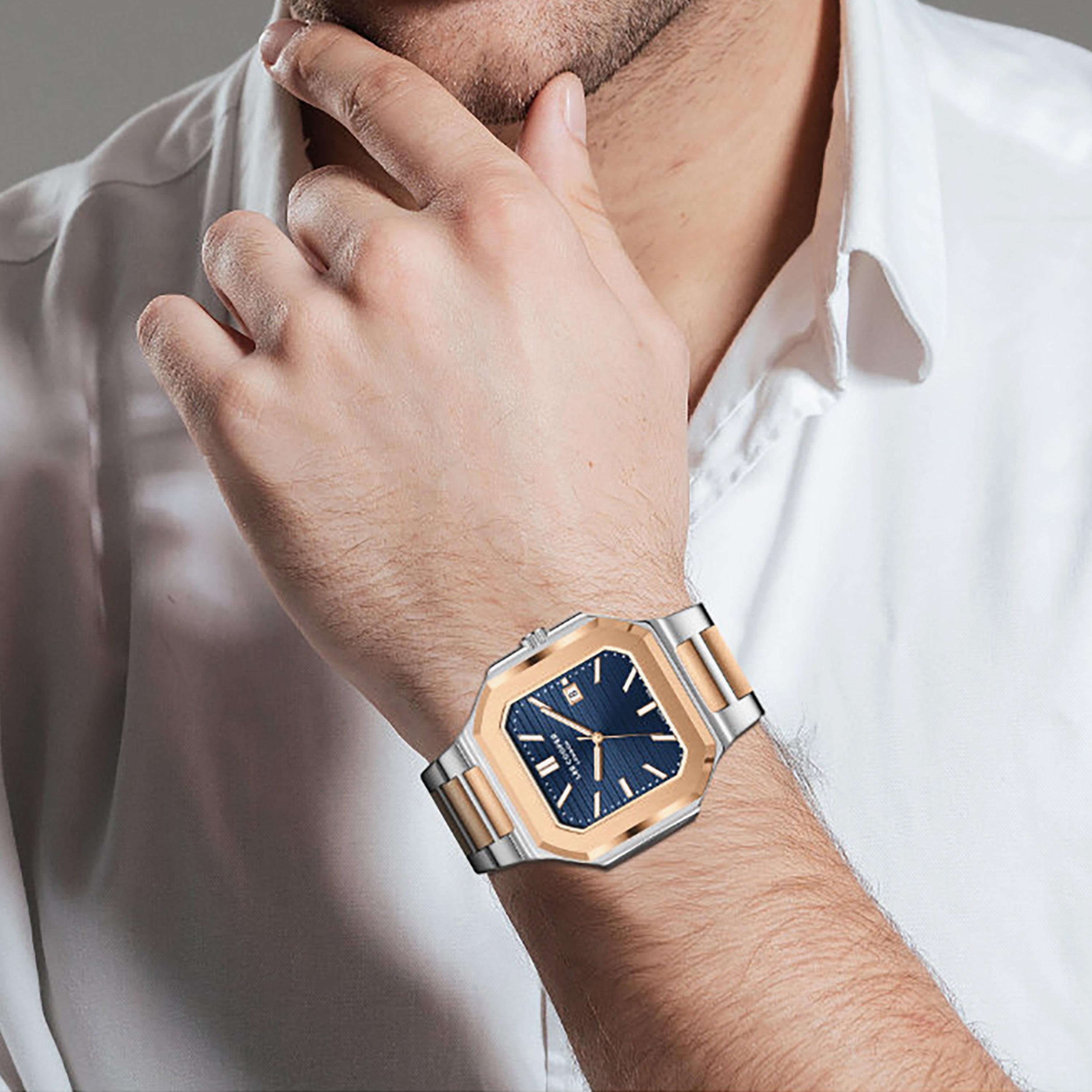 ساعة لي كوبر الرجالية المعدنية التناظرية الفضية والذهبية مقاس 38 مم | LC08269.590-men-watchesandjewellery-watches-image-2