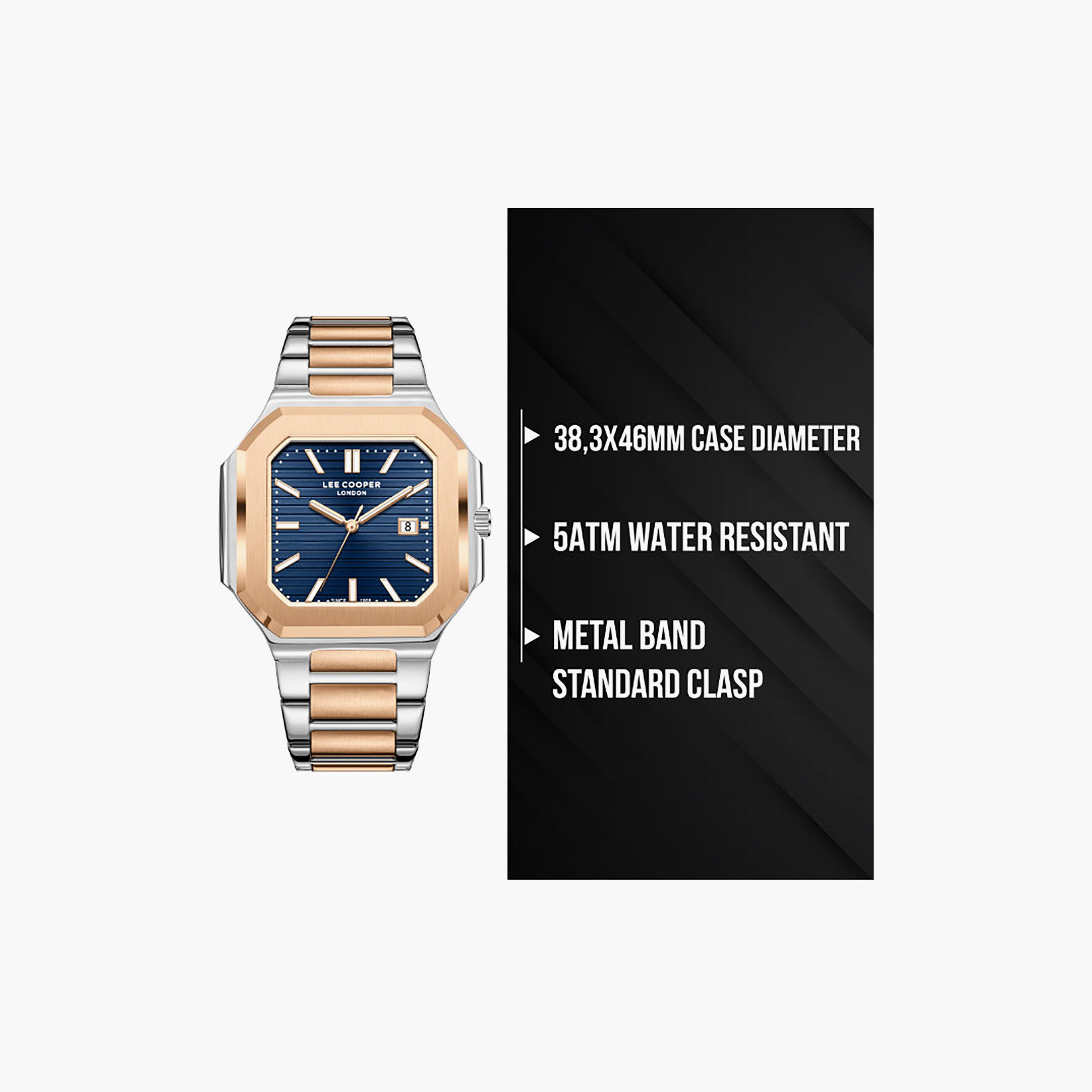 ساعة لي كوبر الرجالية المعدنية التناظرية الفضية والذهبية مقاس 38 مم | LC08269.590-men-watchesandjewellery-watches-image-9
