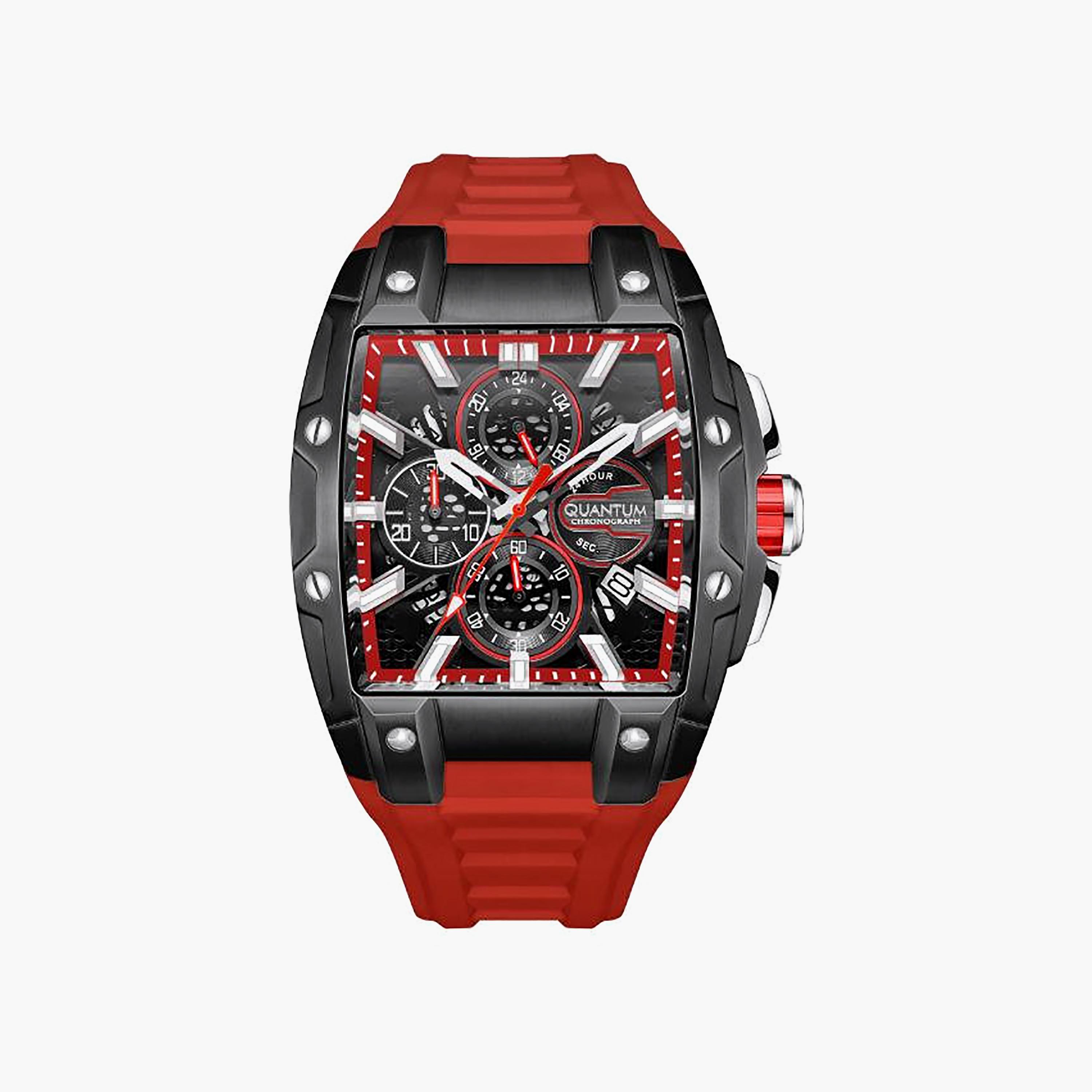 Quantum Men's 43.5MM Black Chronograph Silicone Watch | HNG1161.058-men-watchesandjewellery-watches-image-1