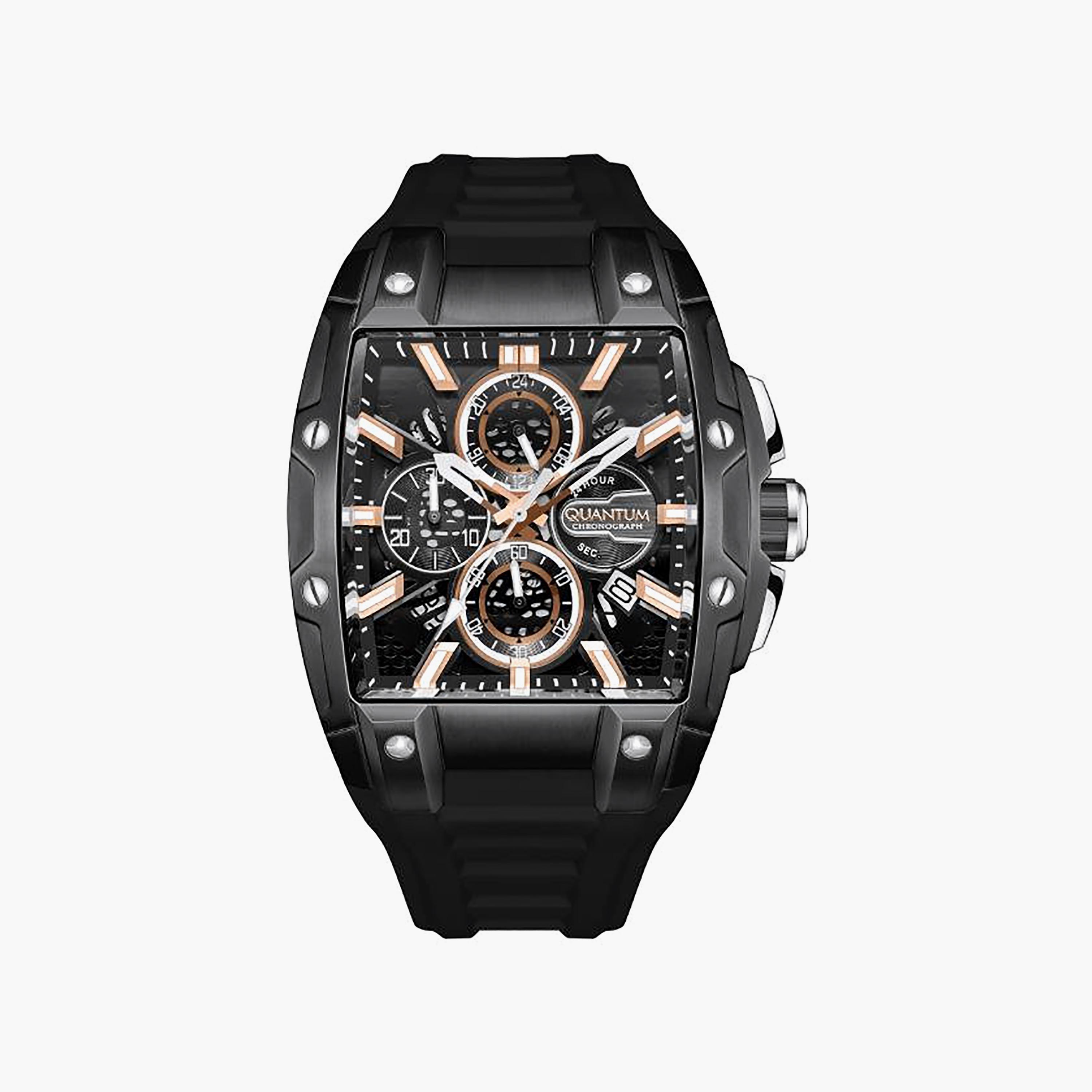 Quantum Men's 43.5MM Black Chronograph Silicone Watch | HNG1161.061-men-watchesandjewellery-watches-image-1