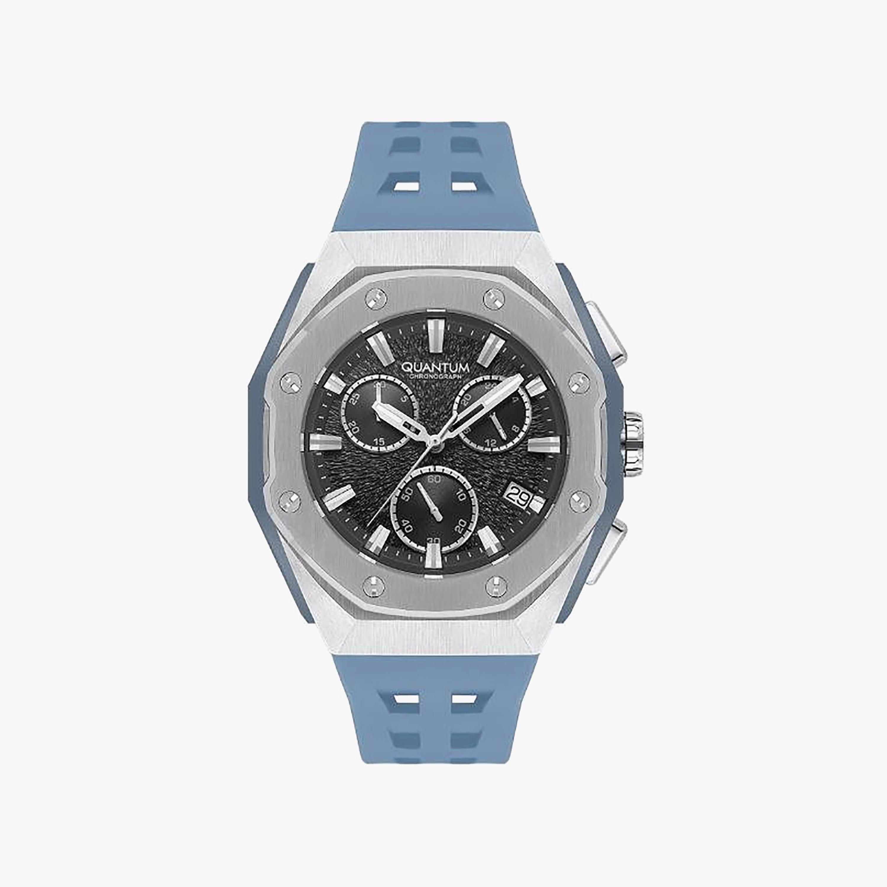 Quantum Men's 46MM Black Chronograph Silicone Watch | HNG1170.360-men-watchesandjewellery-watches-image-1
