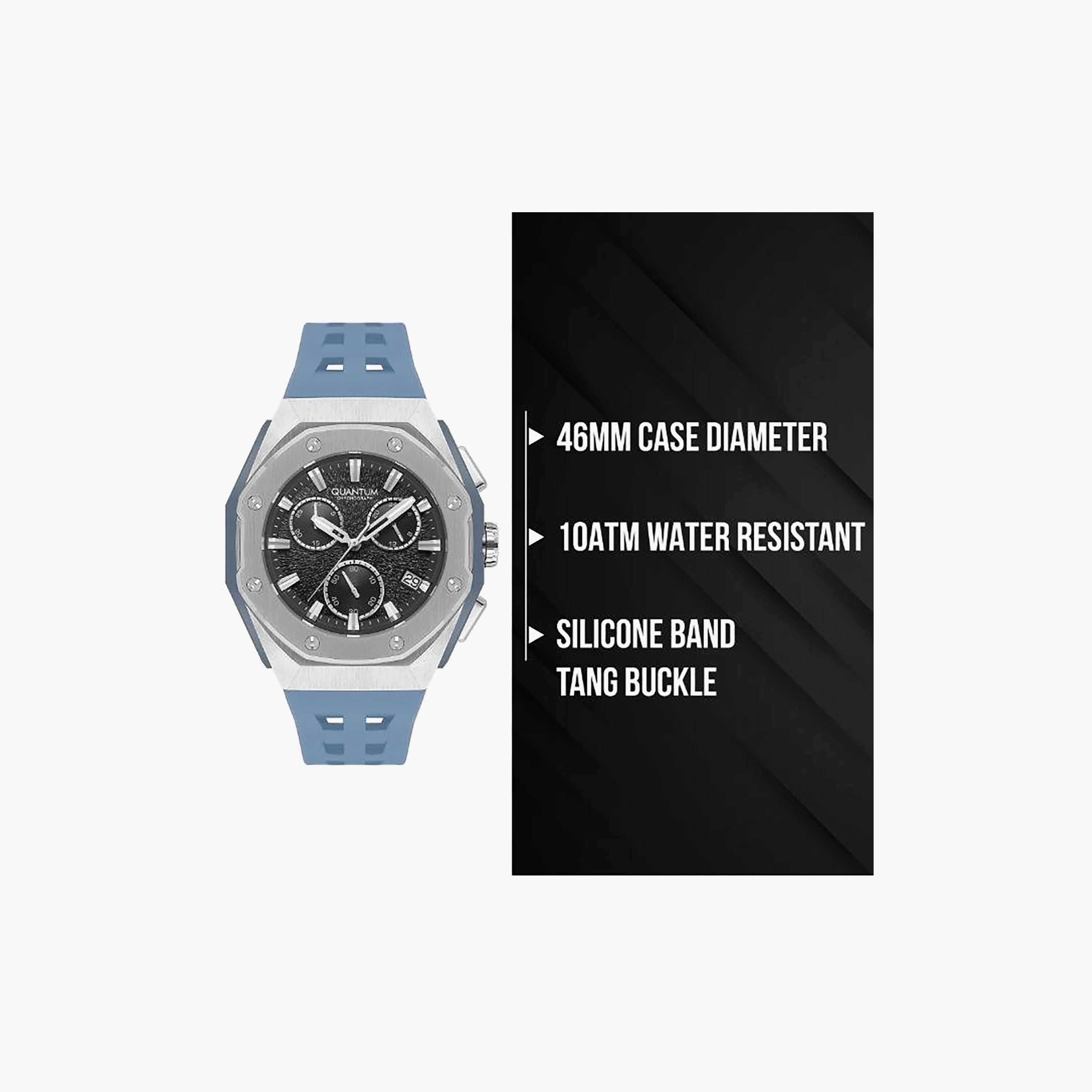 Quantum Men's 46MM Black Chronograph Silicone Watch | HNG1170.360-men-watchesandjewellery-watches-image-4
