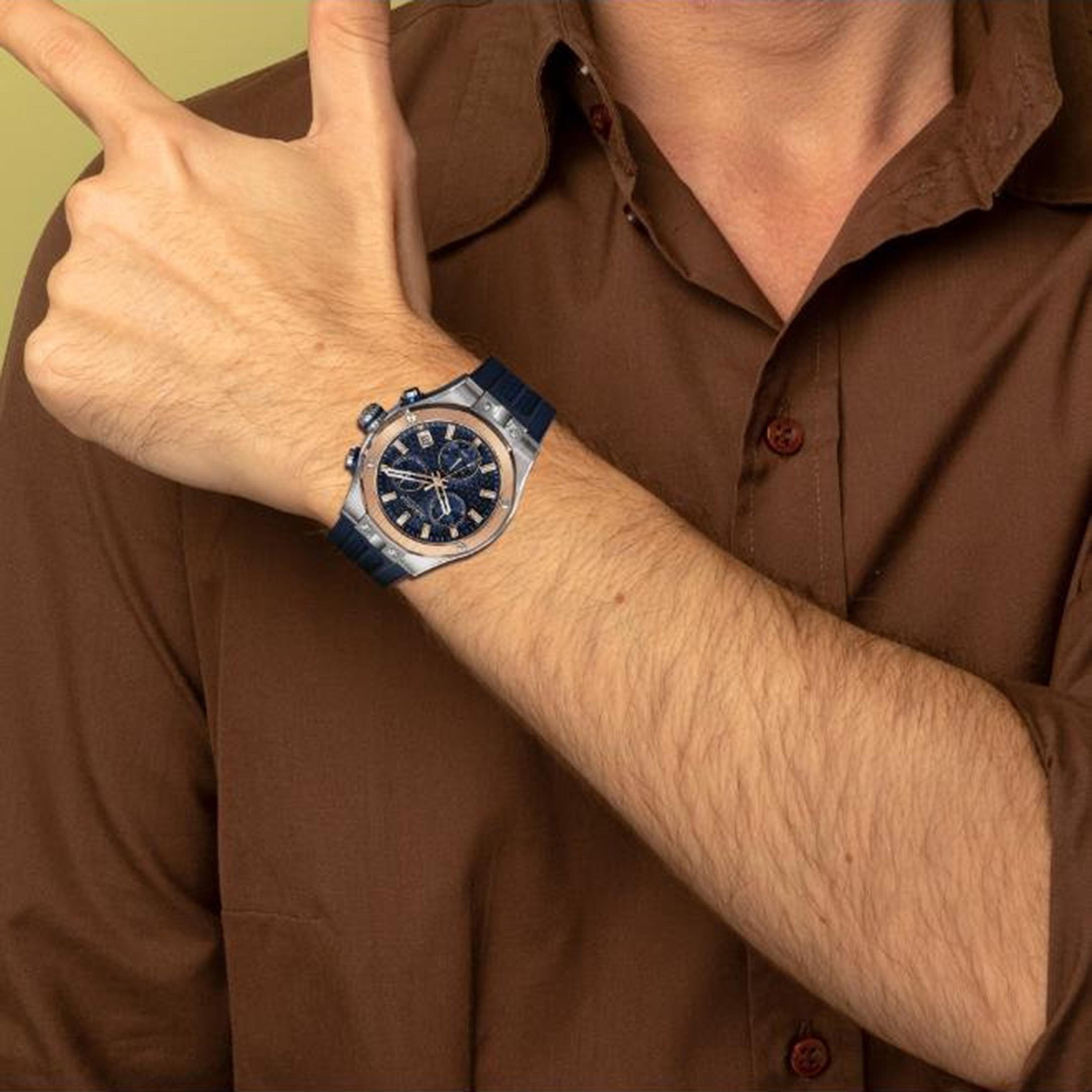 ساعة كوانتوم الرجالية، مقاس 44 مم، كرونوغراف أزرق، مصنوعة من السيليكون | HNG1230.599-men-watchesandjewellery-watches-image-4