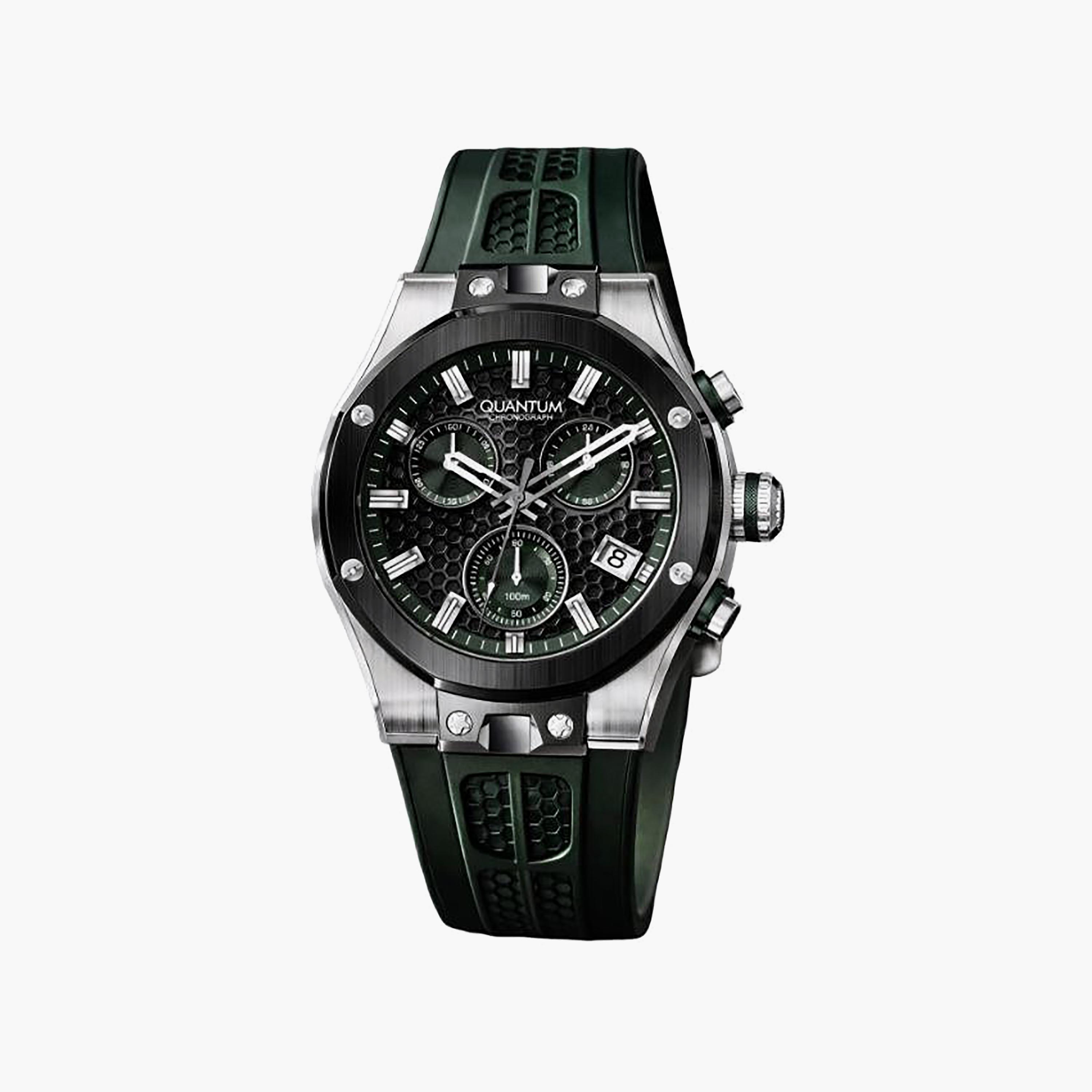 ساعة كوانتوم الرجالية، مقاس 44 مم، كرونوغراف أسود، مصنوعة من السيليكون | HNG1230.355-men-watchesandjewellery-watches-image-1