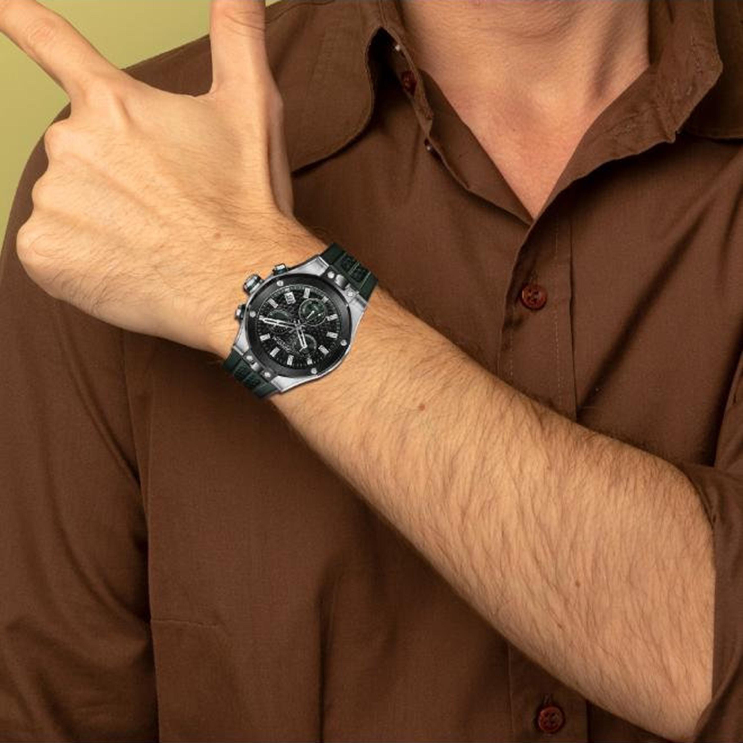 ساعة كوانتوم الرجالية، مقاس 44 مم، كرونوغراف أسود، مصنوعة من السيليكون | HNG1230.355-men-watchesandjewellery-watches-image-4