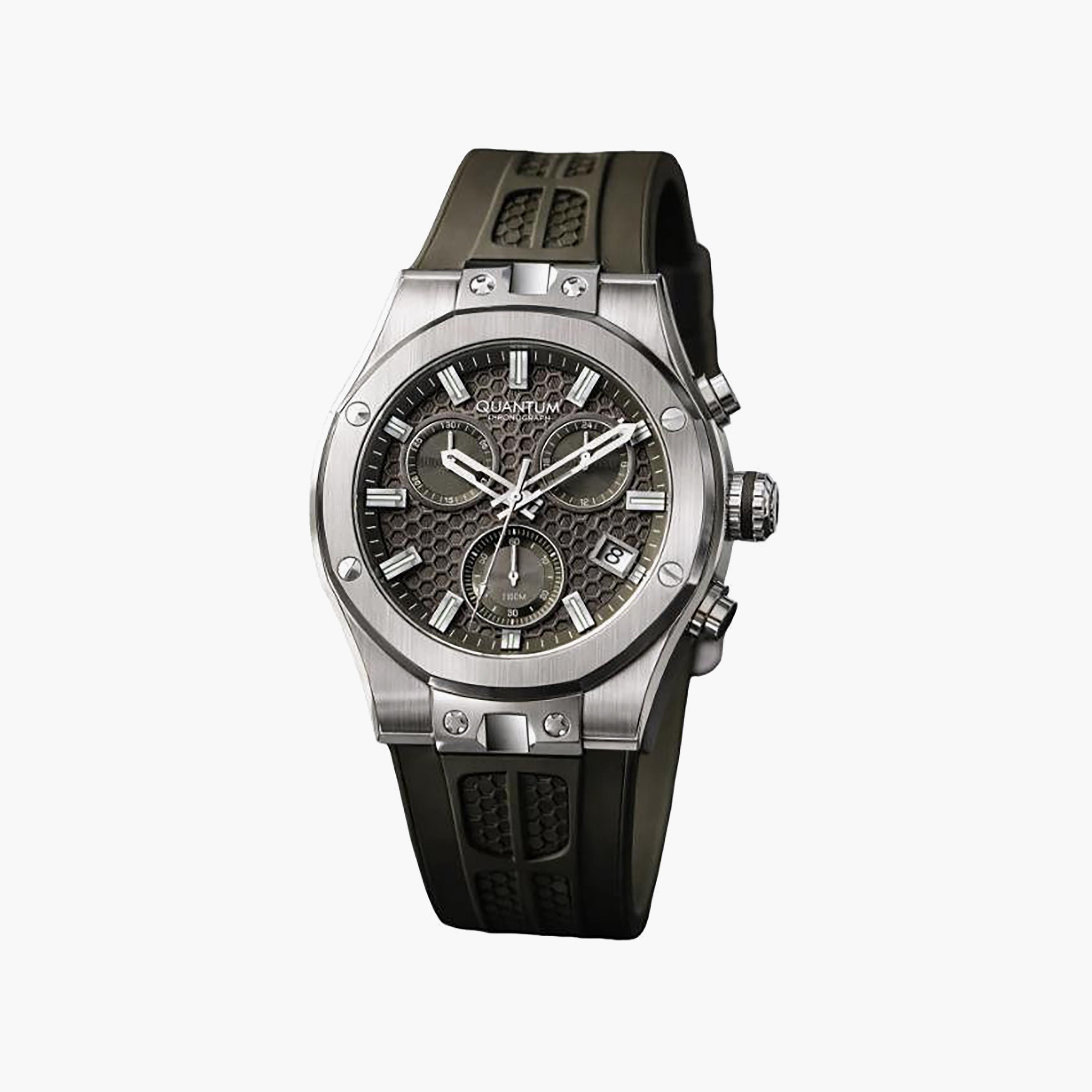 Quantum Men's 44MM Black Chronograph Silicone Watch | HNG1230.375-men-watchesandjewellery-watches-image-1
