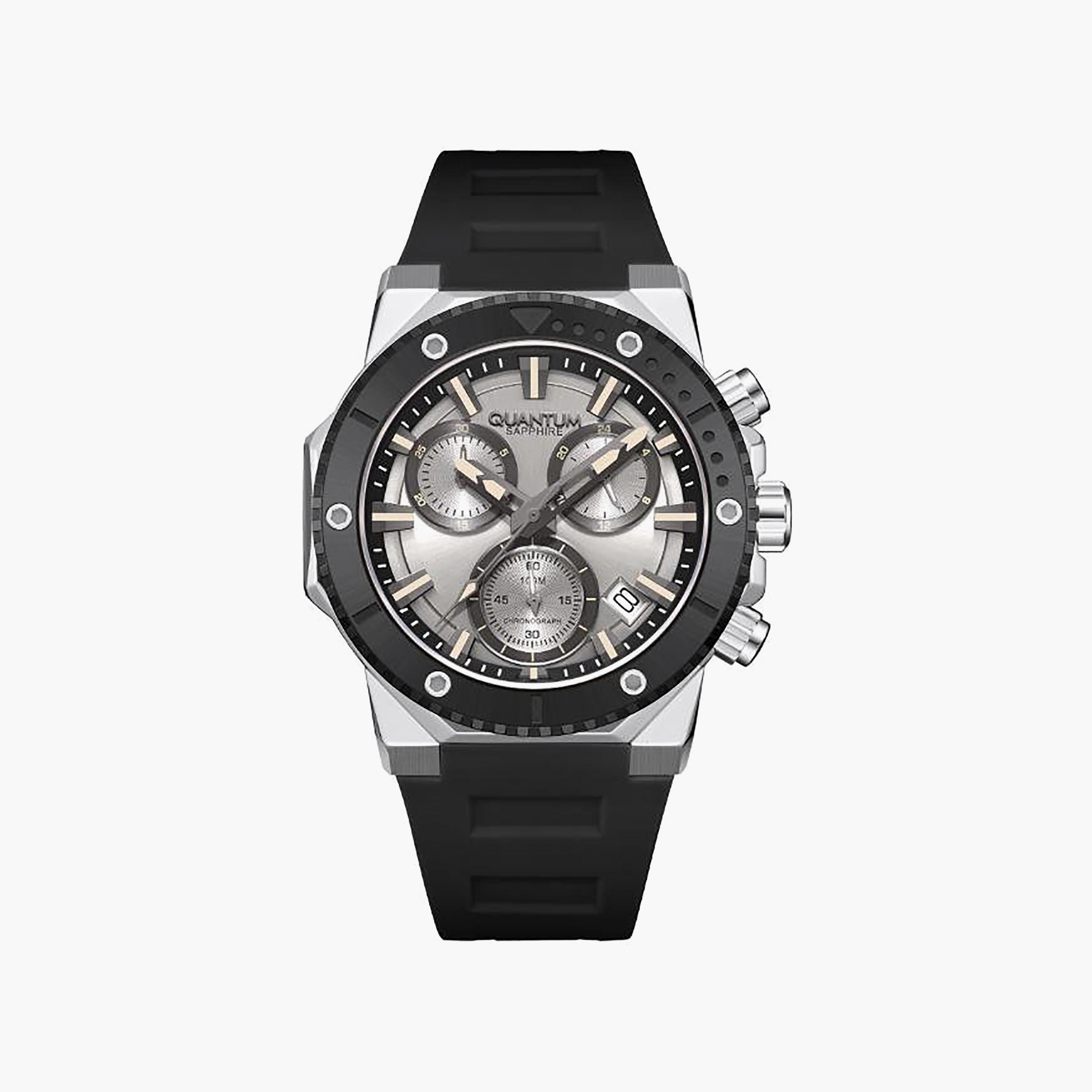 Quantum Men's 44MM Silver Chronograph Silicone Watch | HNG1232.371-men-watchesandjewellery-watches-image-1