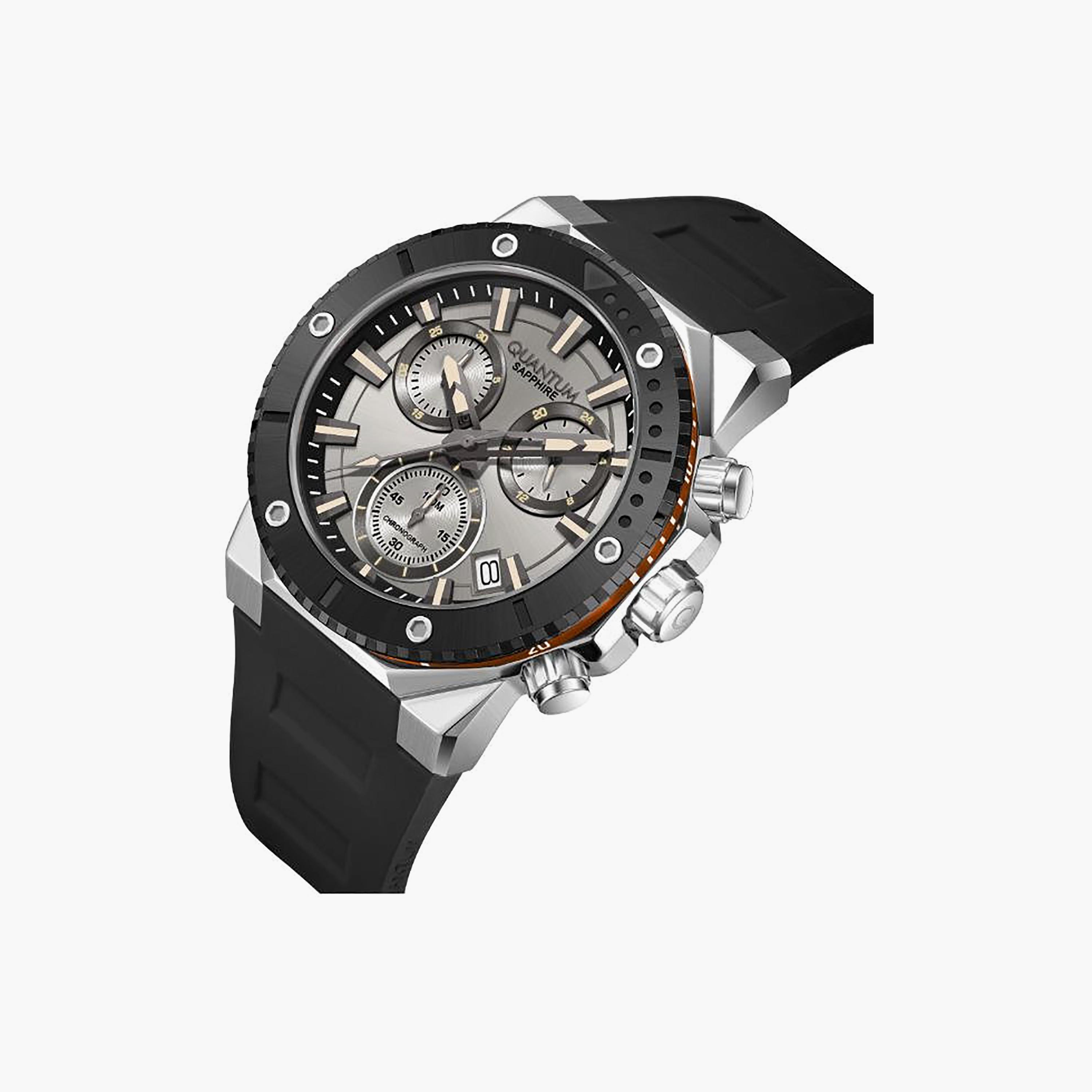 Quantum Men's 44MM Silver Chronograph Silicone Watch | HNG1232.371-men-watchesandjewellery-watches-image-2