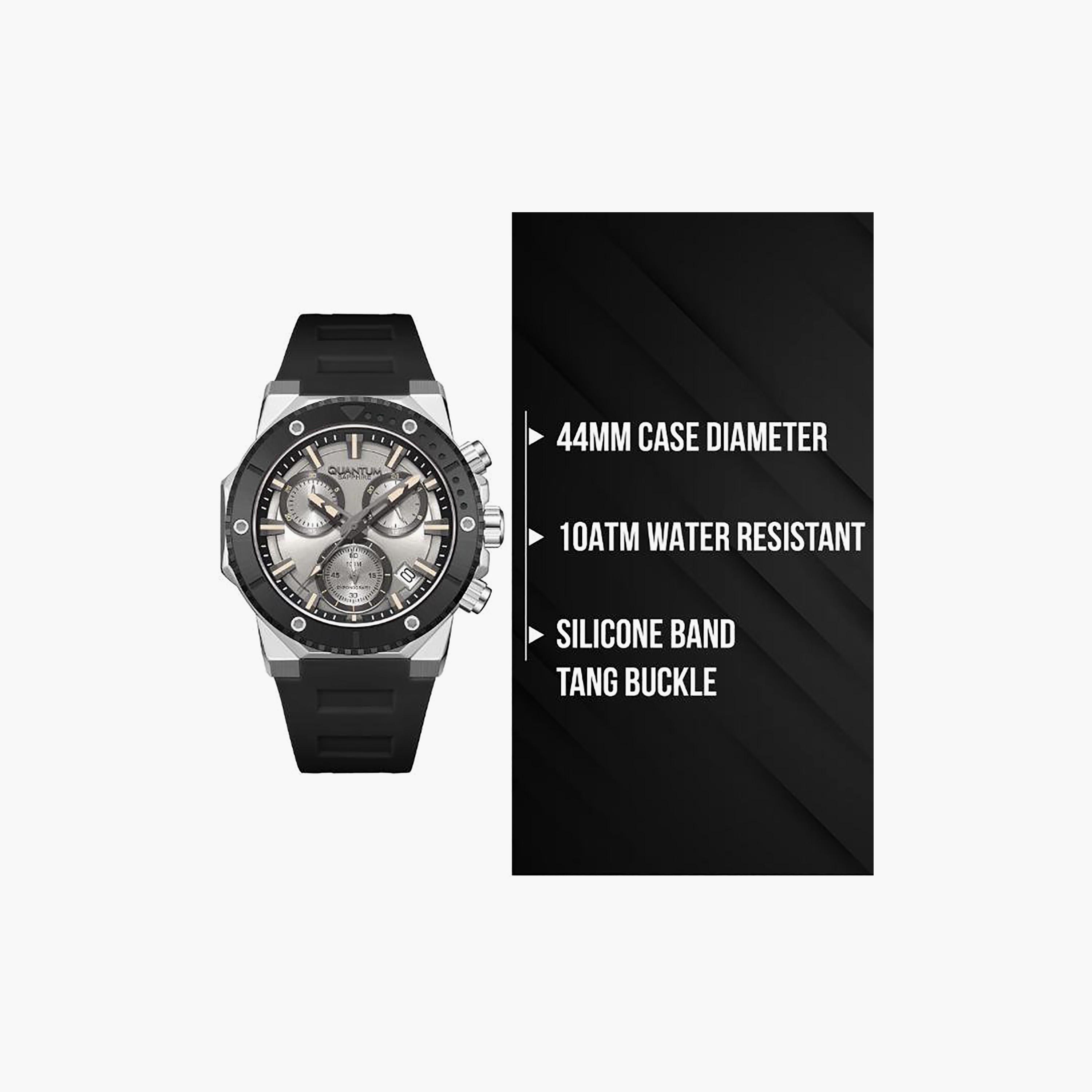 Quantum Men's 44MM Silver Chronograph Silicone Watch | HNG1232.371-men-watchesandjewellery-watches-image-5