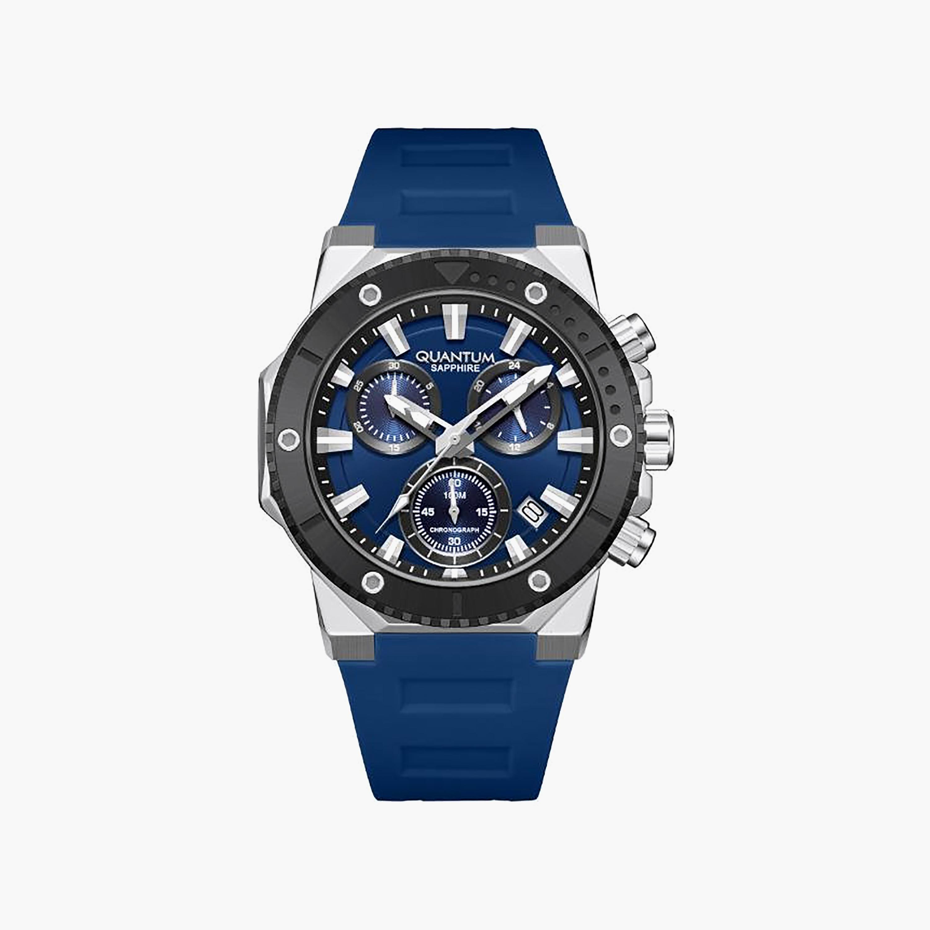 Quantum Men's 44MM Blue Chronograph Silicone Watch | HNG1232.399-men-watchesandjewellery-watches-image-1