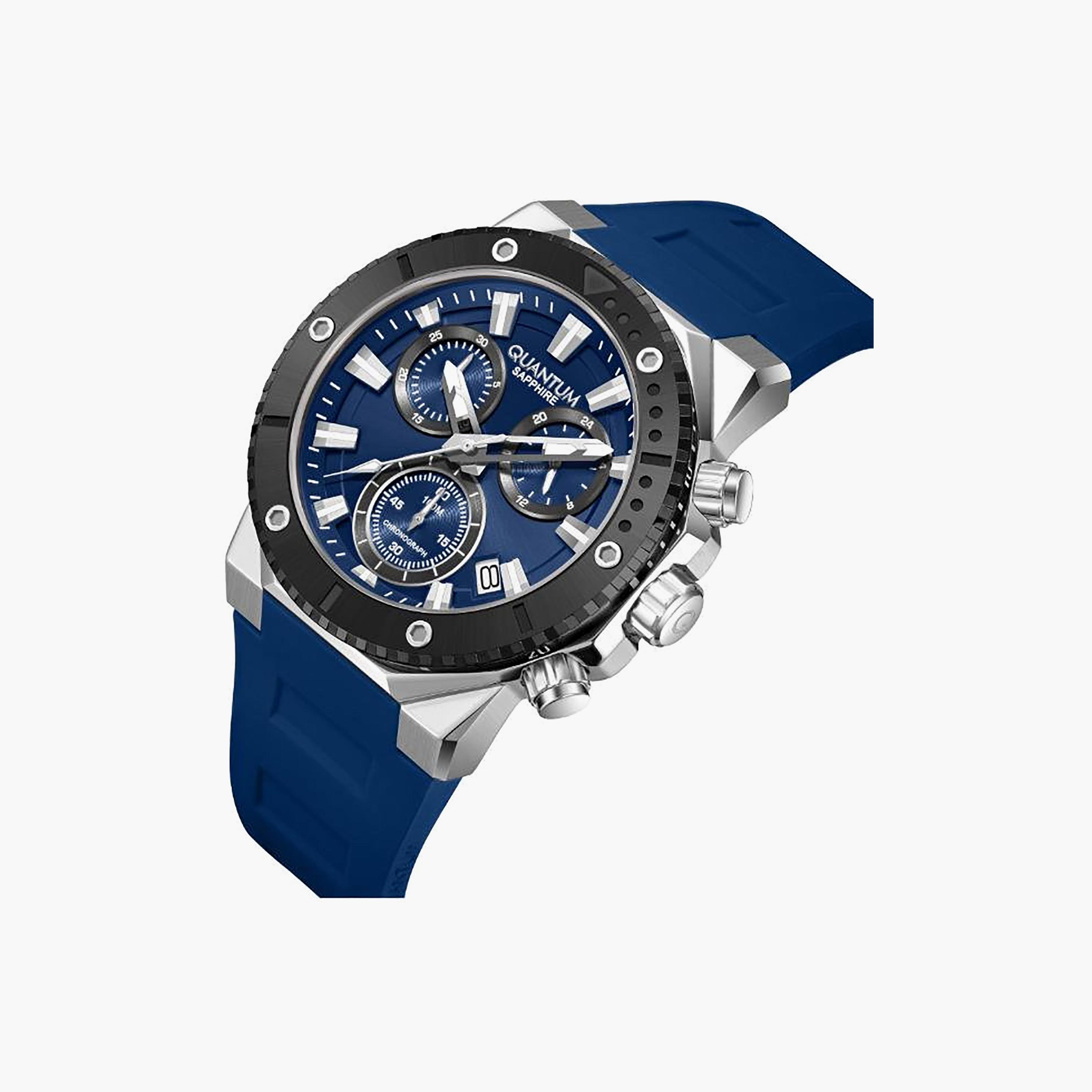 Quantum Men's 44MM Blue Chronograph Silicone Watch | HNG1232.399-men-watchesandjewellery-watches-image-2