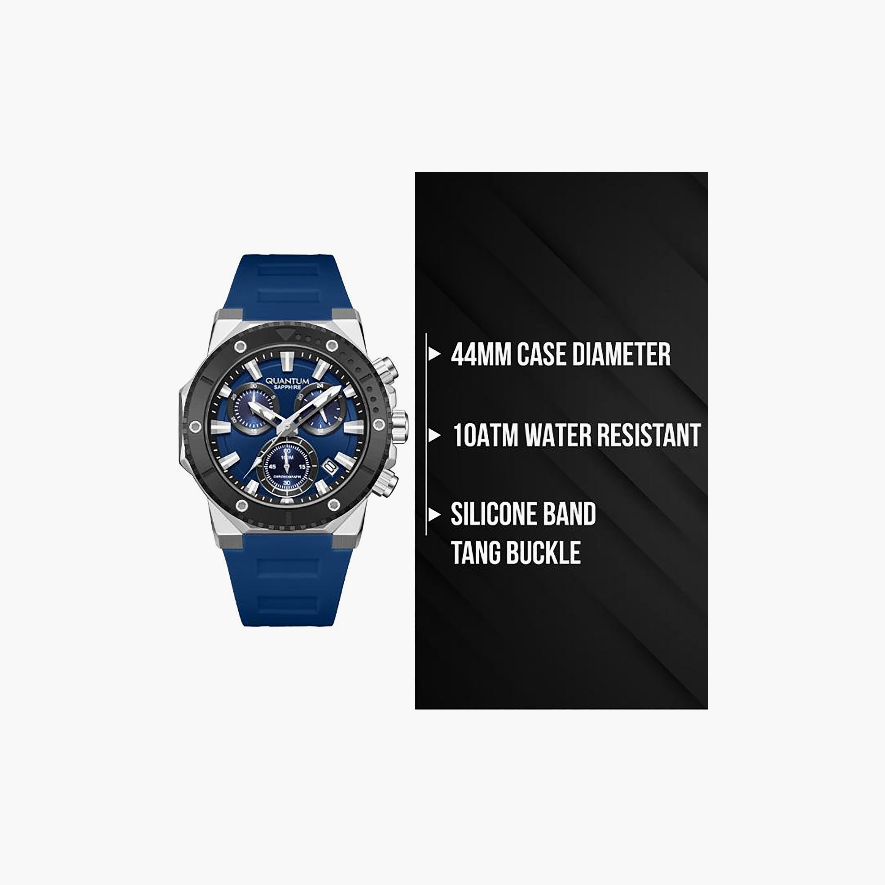 Quantum Men's 44MM Blue Chronograph Silicone Watch | HNG1232.399-men-watchesandjewellery-watches-image-5