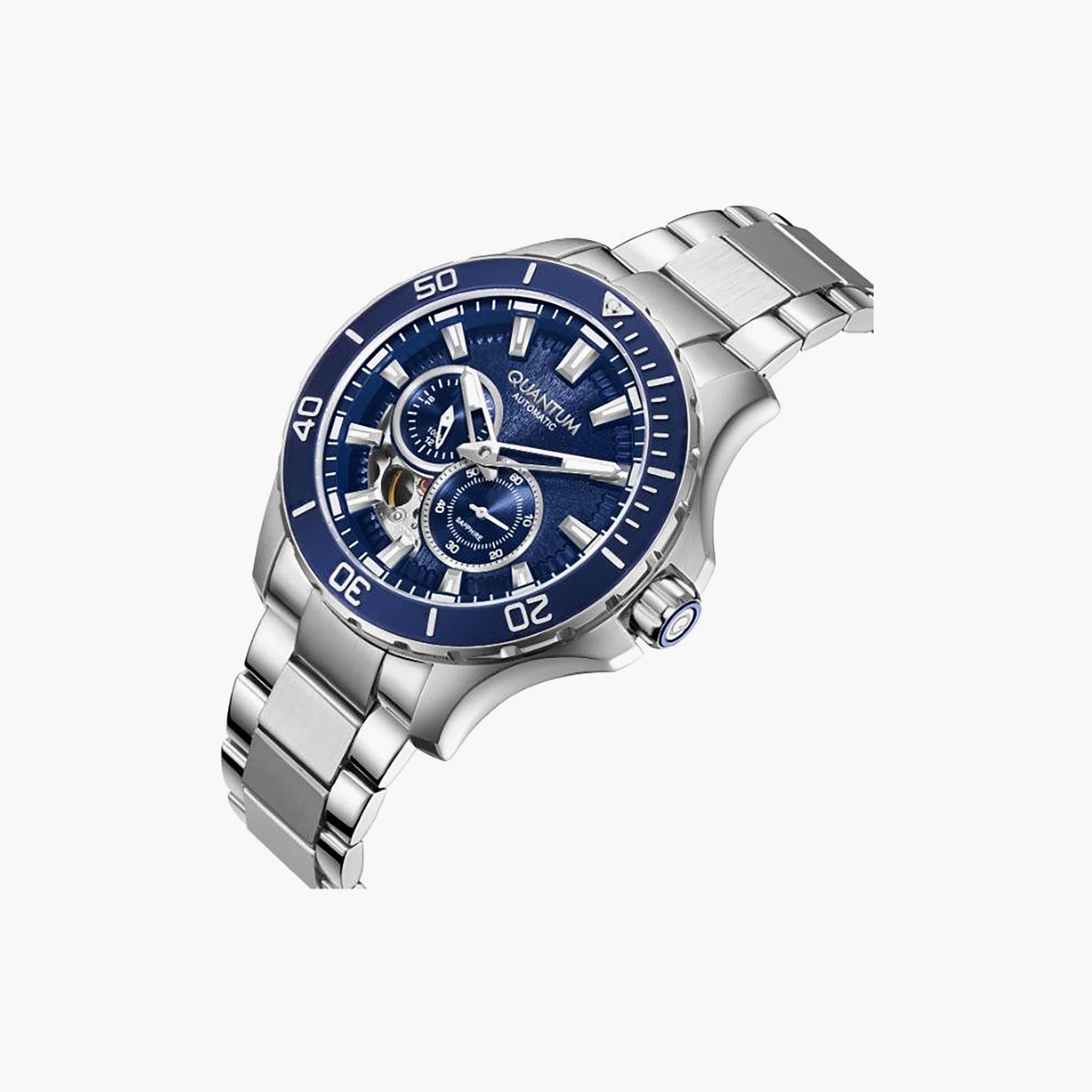 ساعة أنالوج معدن باللون الفضي 43.5 مم للرجال من كوانتوم | QMG1188.390-men-watchesandjewellery-watches-image-3