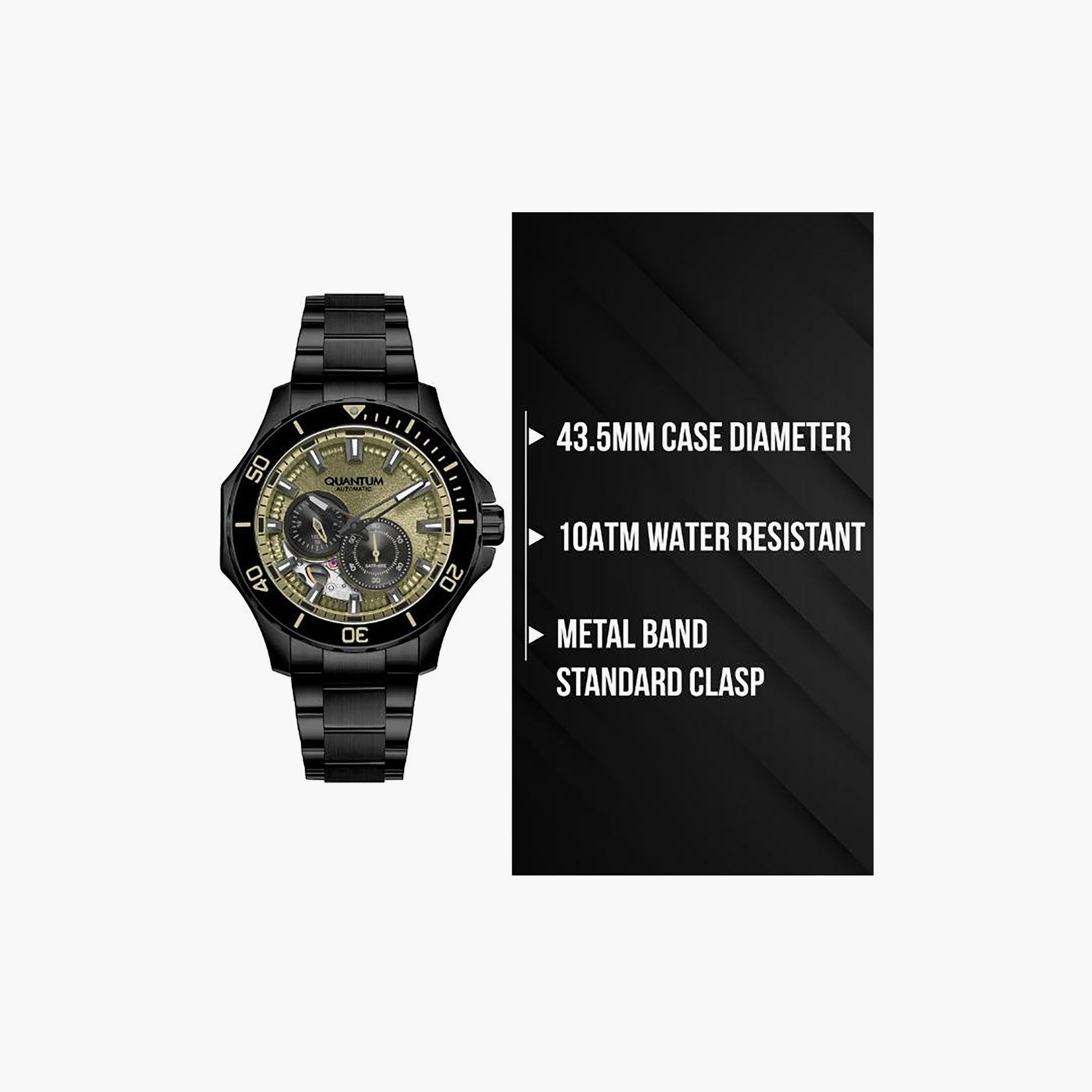 ساعة أنالوج معدن باللون الأسود 43.5 مم للرجال من كوانتوم | QMG1188.070-men-watchesandjewellery-watches-image-4