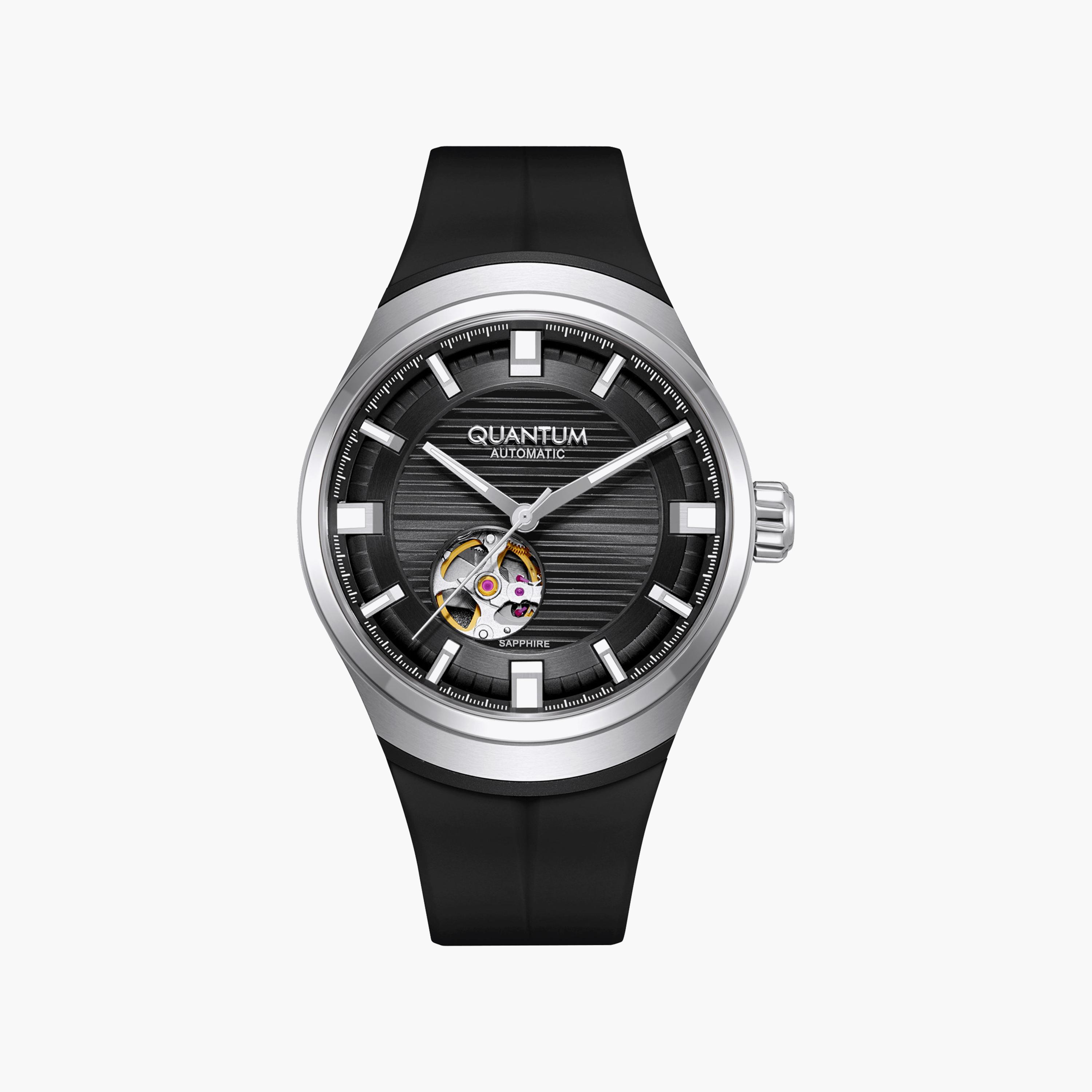 ساعة أنالوج سيليكون باللون الأسود 43 مم للرجال من كوانتوم | QMG1203.351-men-watchesandjewellery-watches-image-1