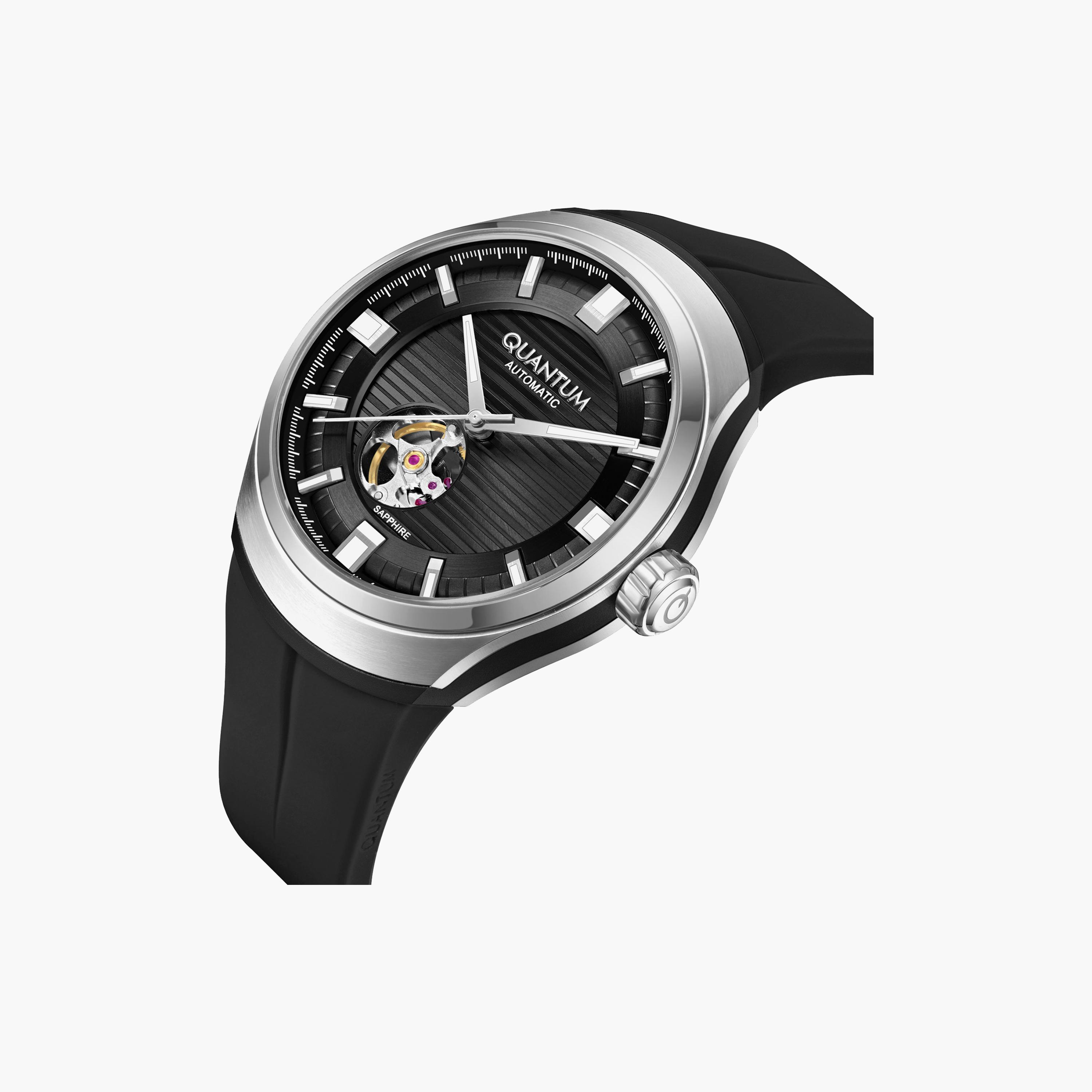 ساعة أنالوج سيليكون باللون الأسود 43 مم للرجال من كوانتوم | QMG1203.351-men-watchesandjewellery-watches-image-2