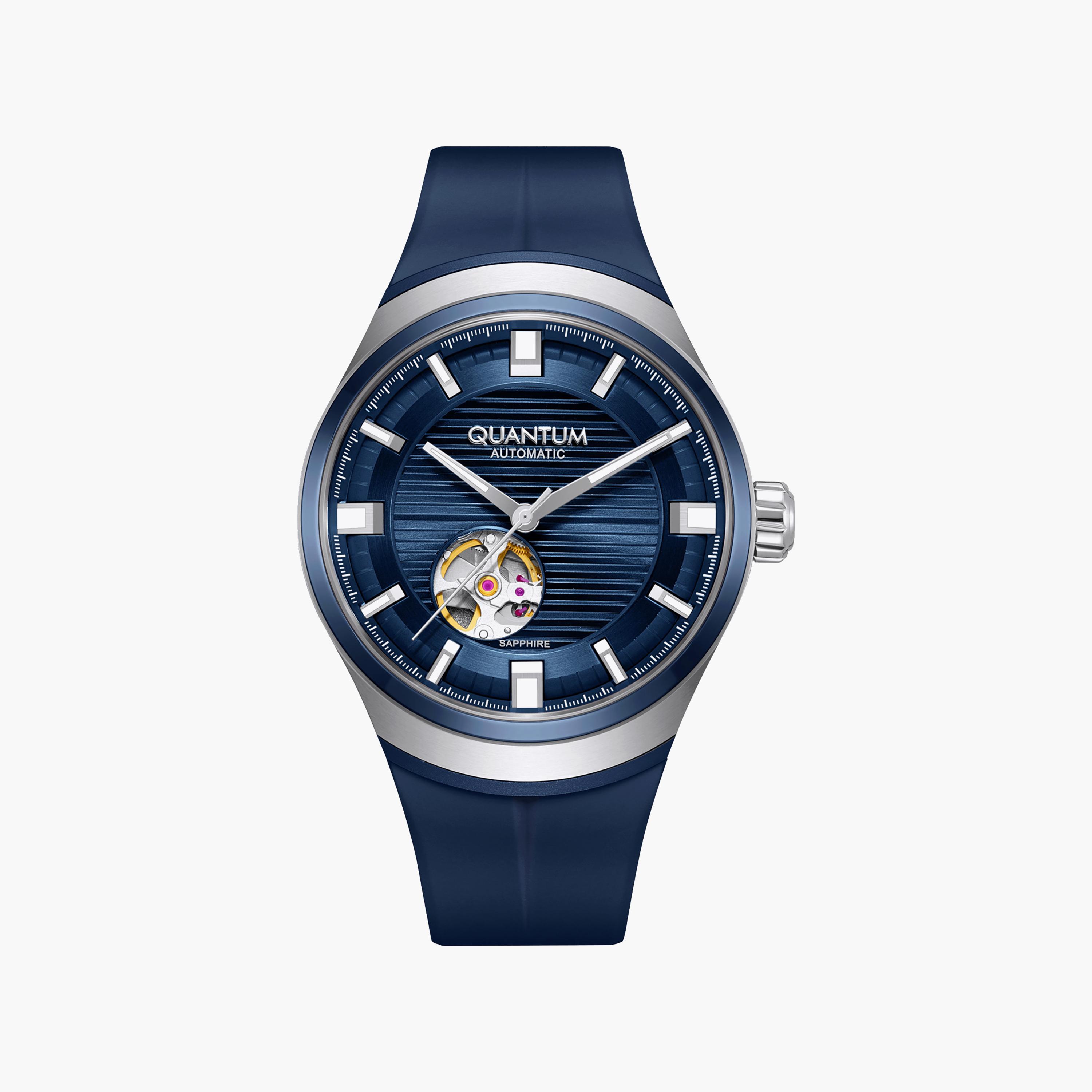 ساعة أنالوج سيليكون باللون الأزرق 43 مم للرجال من كوانتوم | QMG1203.999-men-watchesandjewellery-watches-image-1