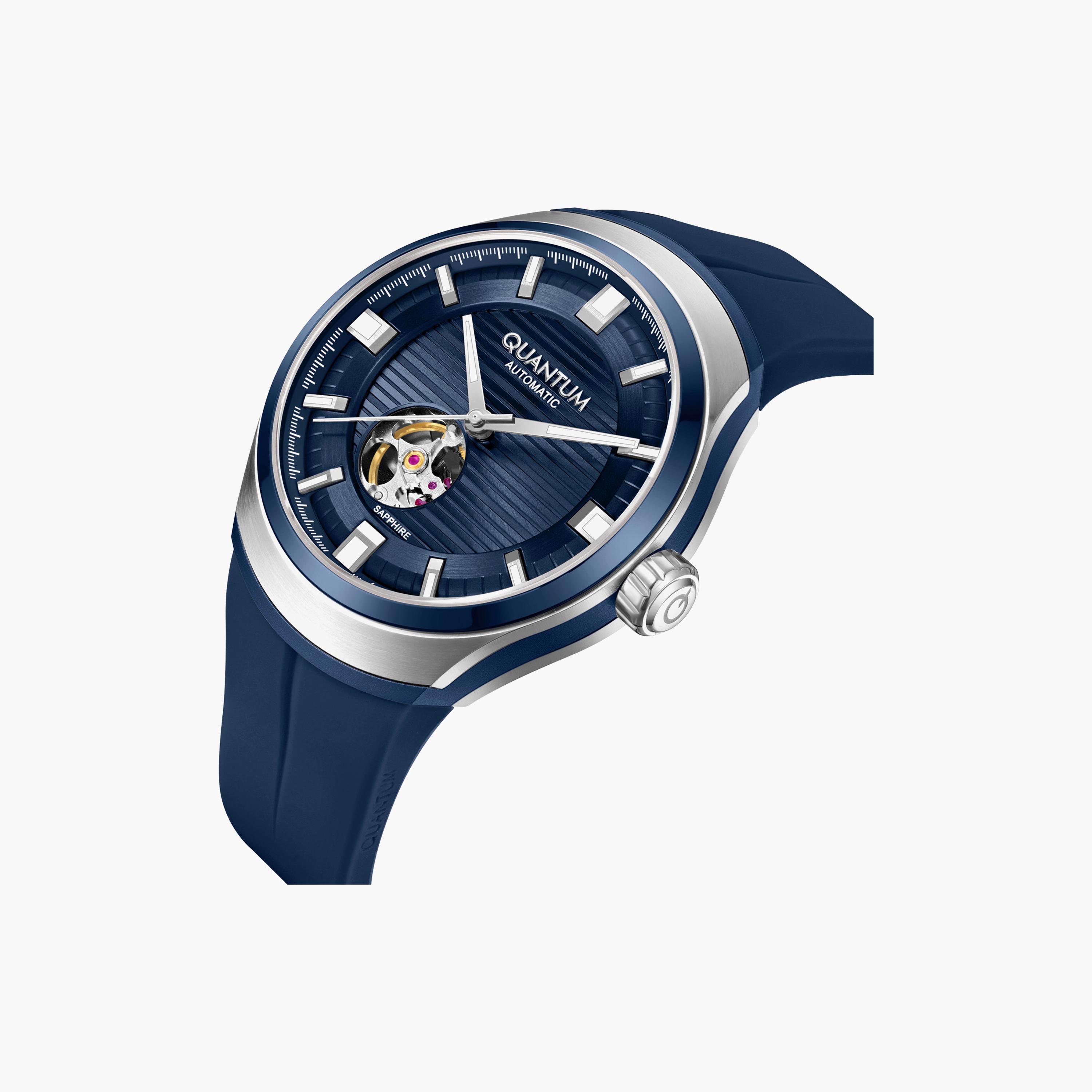 ساعة أنالوج سيليكون باللون الأزرق 43 مم للرجال من كوانتوم | QMG1203.999-men-watchesandjewellery-watches-image-2