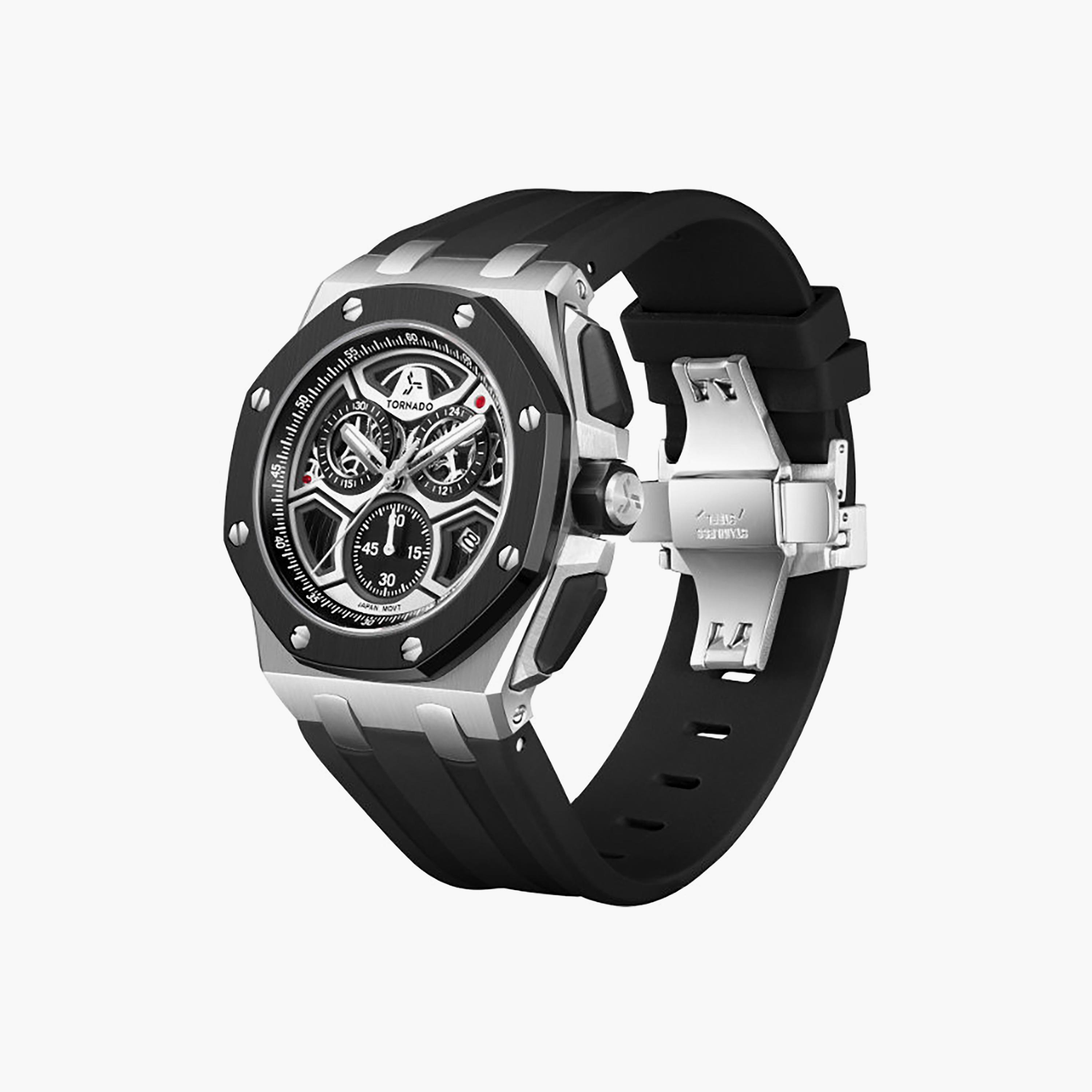 Tornado Men's 43MM Black Chronograph Silicone Watch | T25103-SSBB-men-watchesandjewellery-watches-image-3