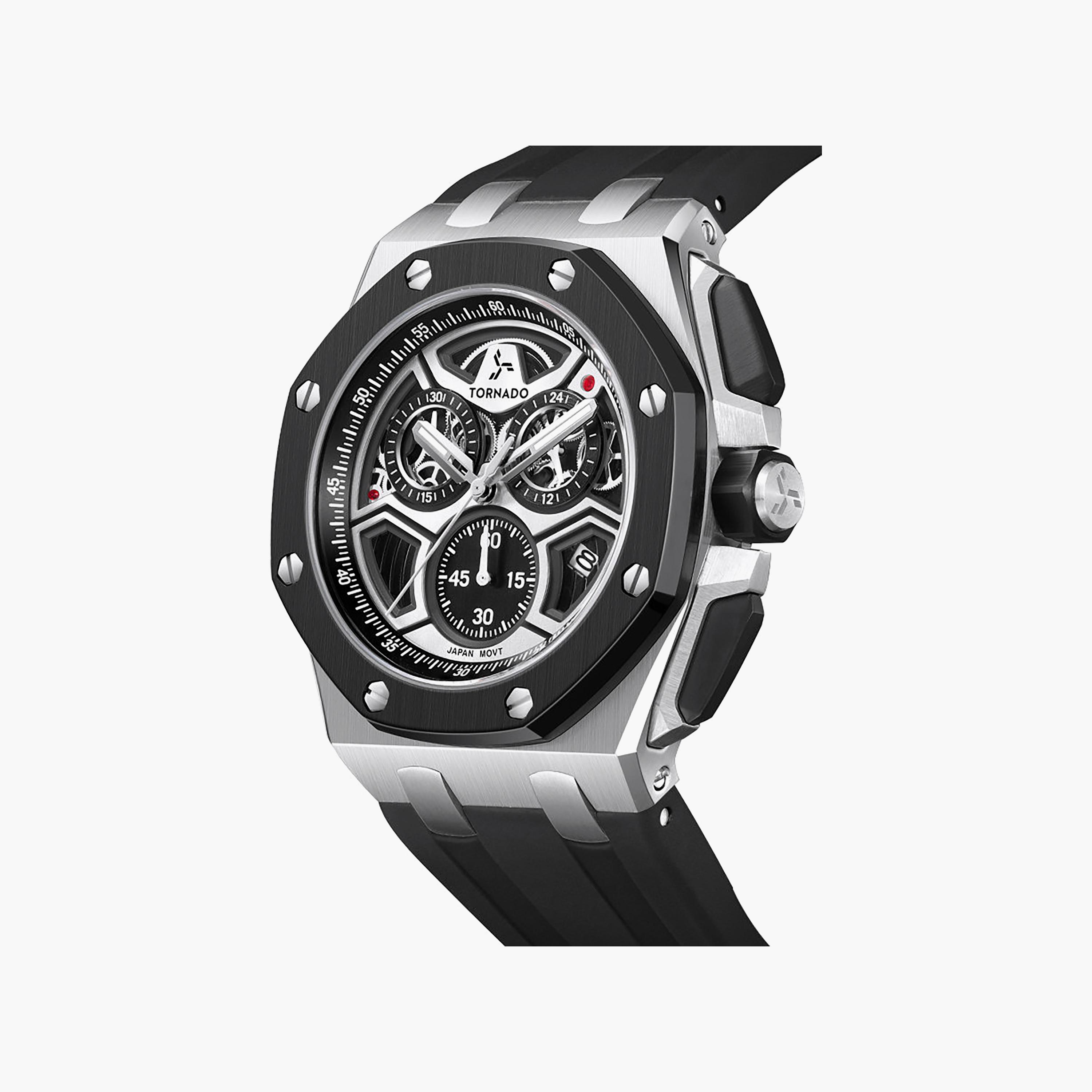 Tornado Men's 43MM Black Chronograph Silicone Watch | T25103-SSBB-men-watchesandjewellery-watches-image-5