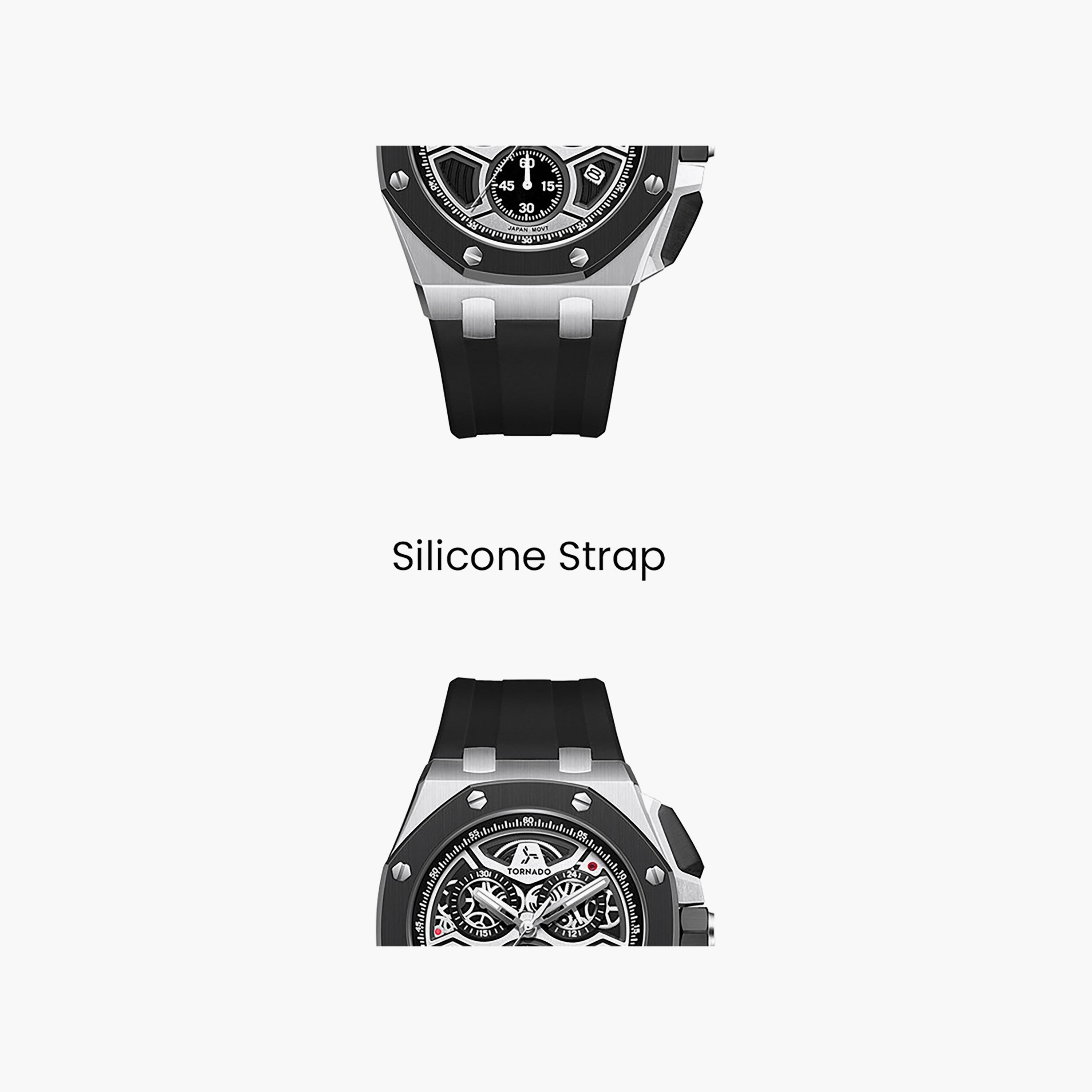 Tornado Men's 43MM Black Chronograph Silicone Watch | T25103-SSBB-men-watchesandjewellery-watches-image-6