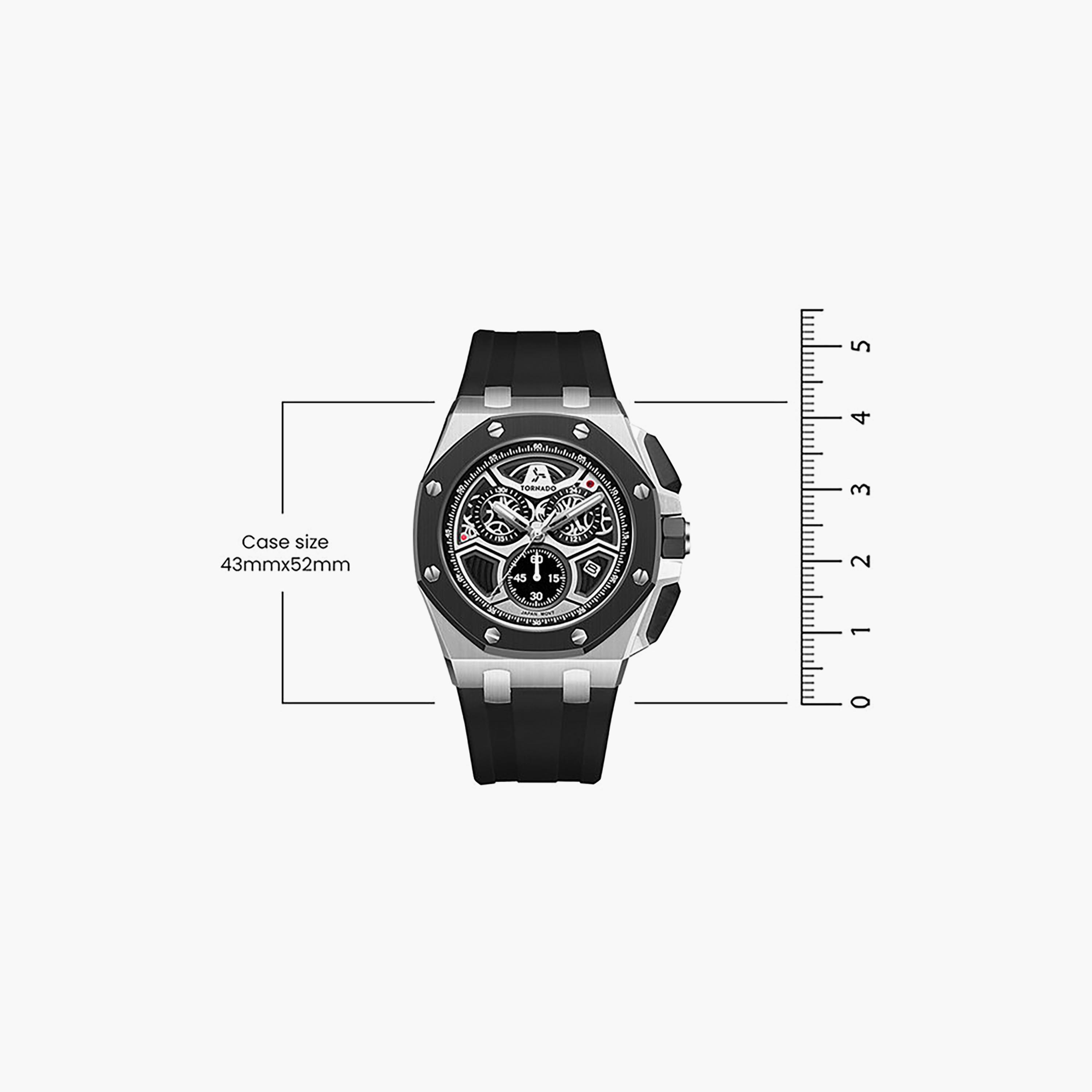 Tornado Men's 43MM Black Chronograph Silicone Watch | T25103-SSBB-men-watchesandjewellery-watches-image-7