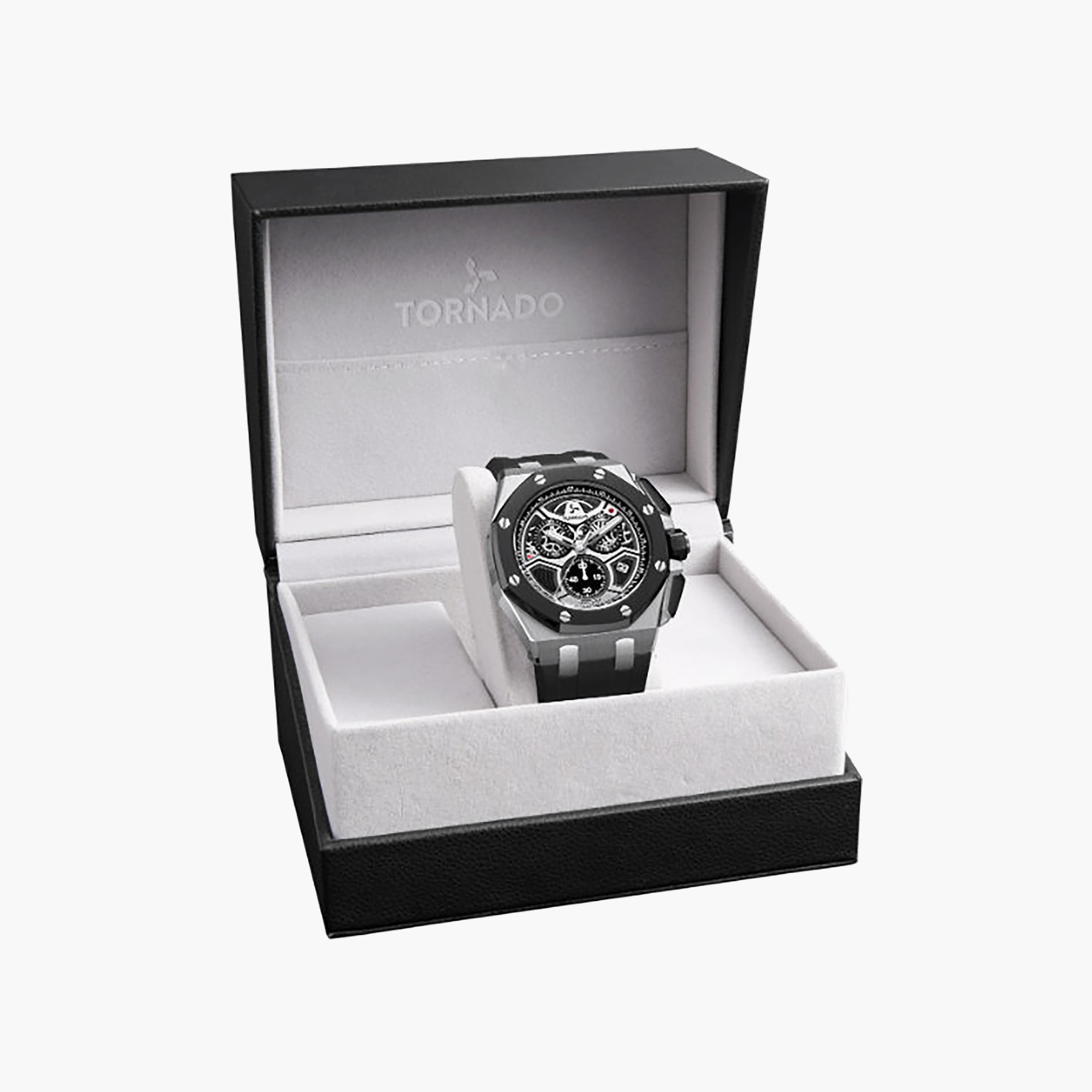 Tornado Men's 43MM Black Chronograph Silicone Watch | T25103-SSBB-men-watchesandjewellery-watches-image-8