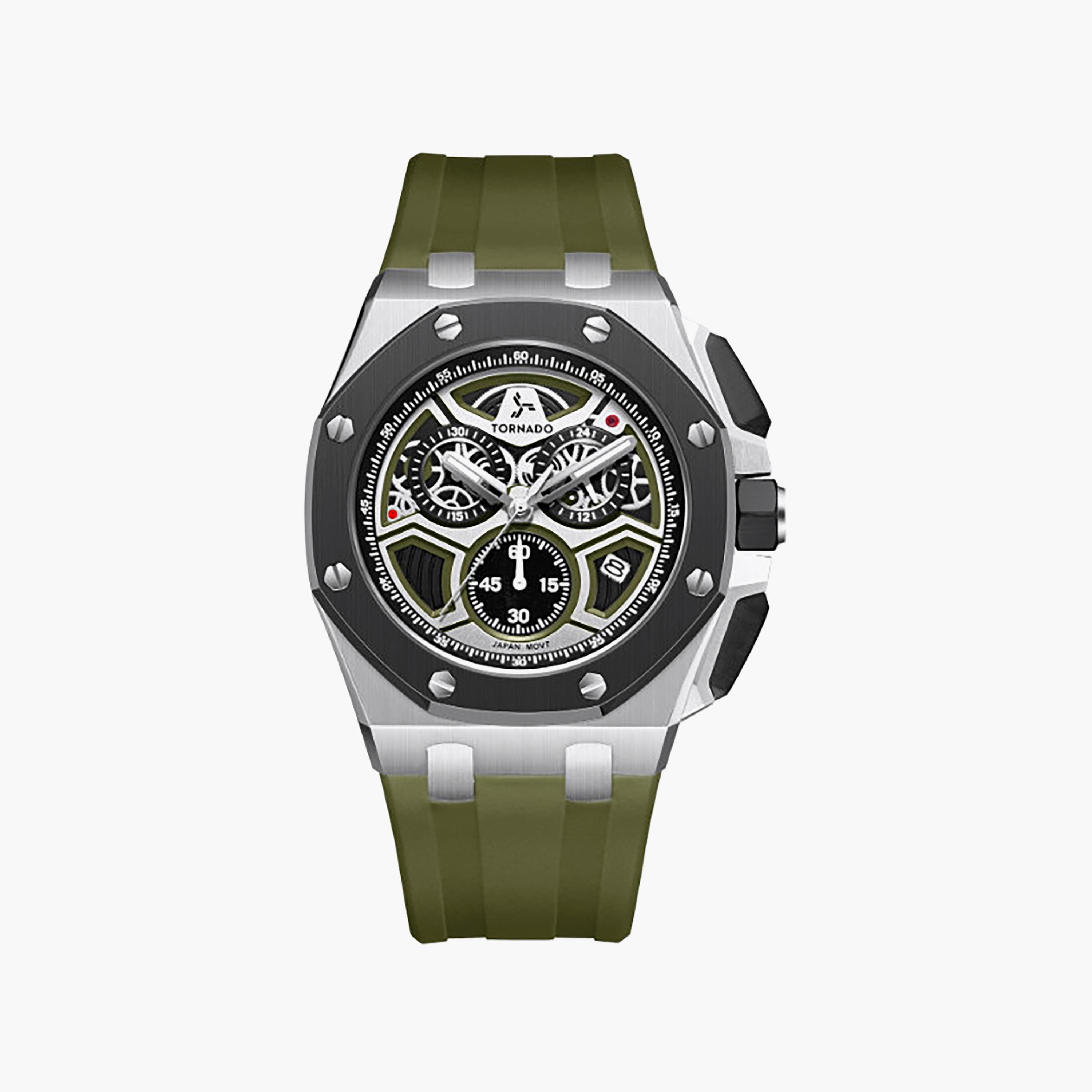 Tornado Men's 43MM Green Chronograph Silicone Watch | T25103-SSHHB-men-watchesandjewellery-watches-image-1