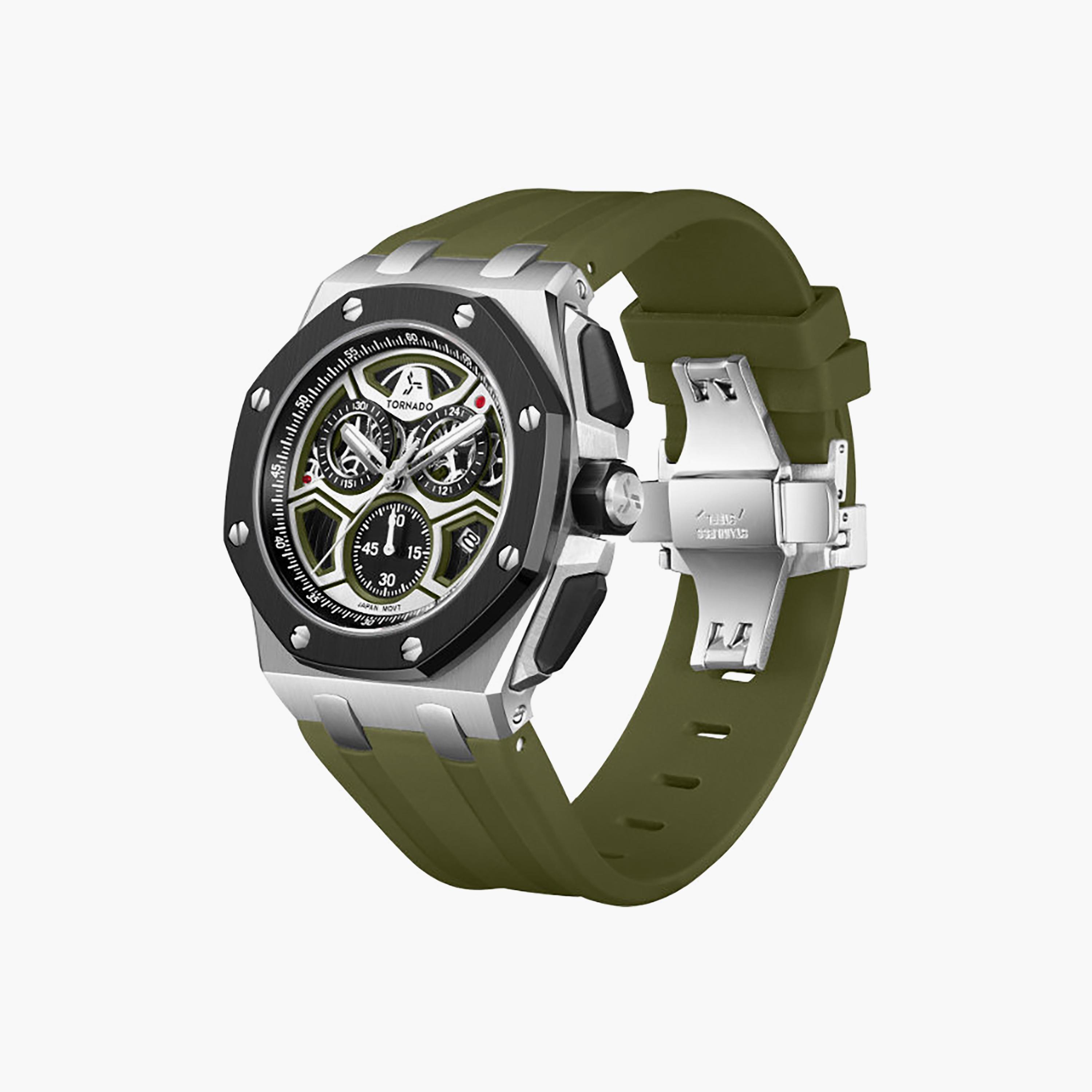 Tornado Men's 43MM Green Chronograph Silicone Watch | T25103-SSHHB-men-watchesandjewellery-watches-image-3