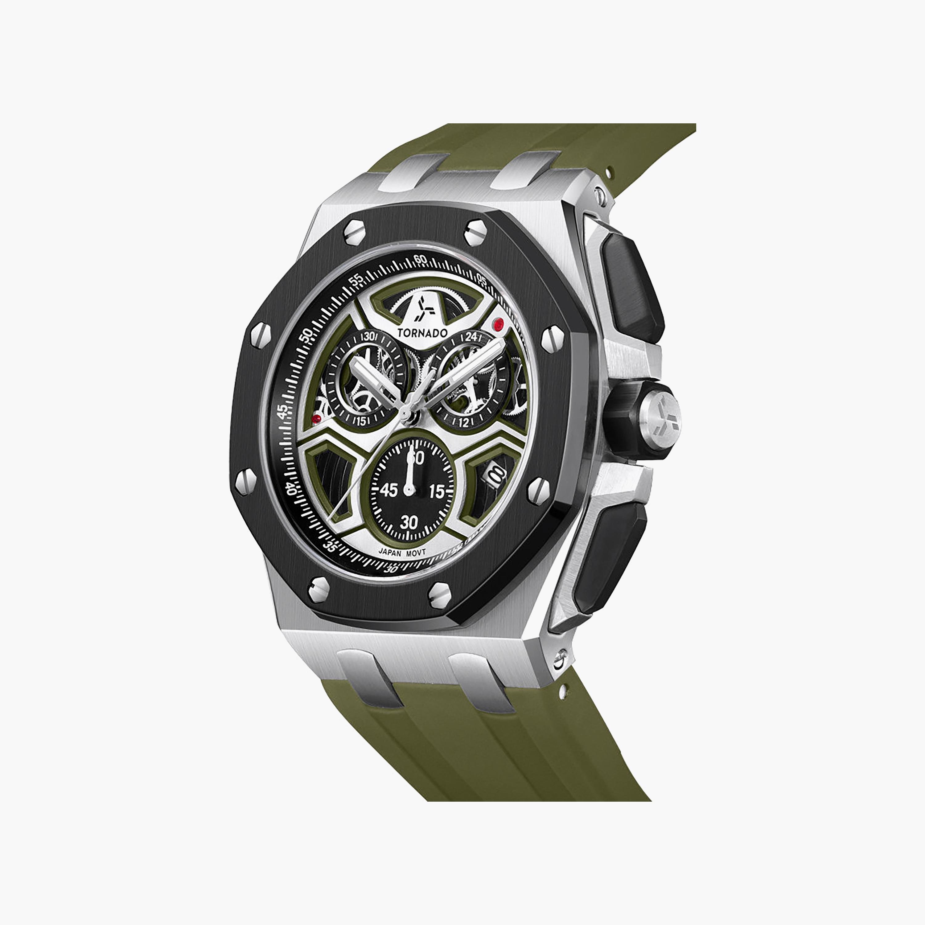 Tornado Men's 43MM Green Chronograph Silicone Watch | T25103-SSHHB-men-watchesandjewellery-watches-image-5