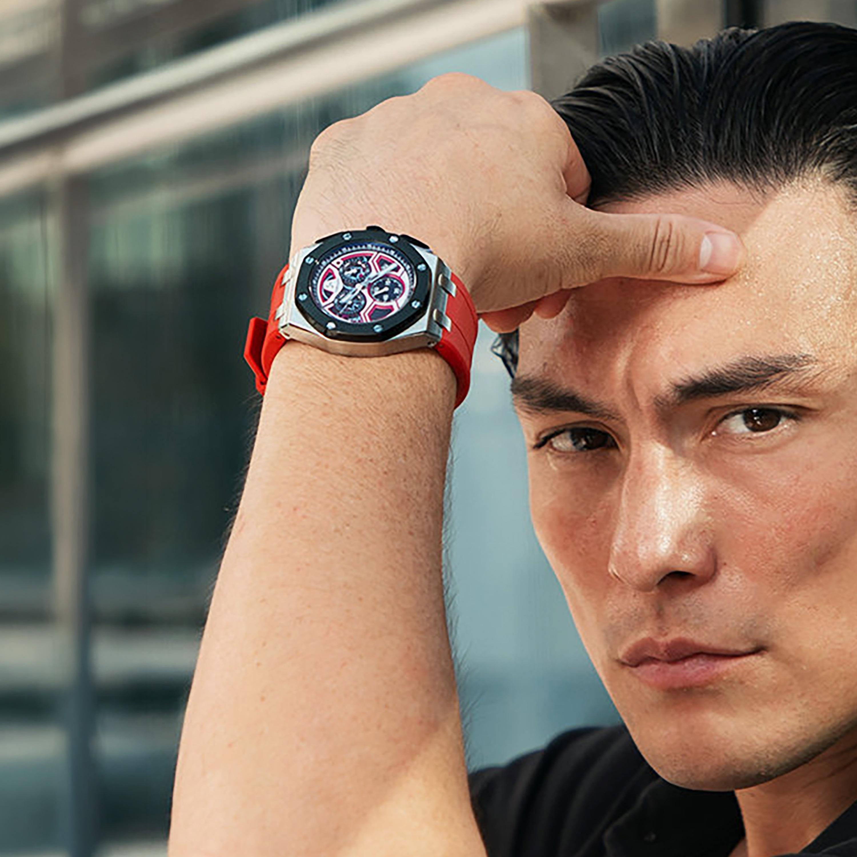 Tornado Men's 43MM Orange Chronograph Silicone Watch | T25103-SSRRB-men-watchesandjewellery-watches-image-10