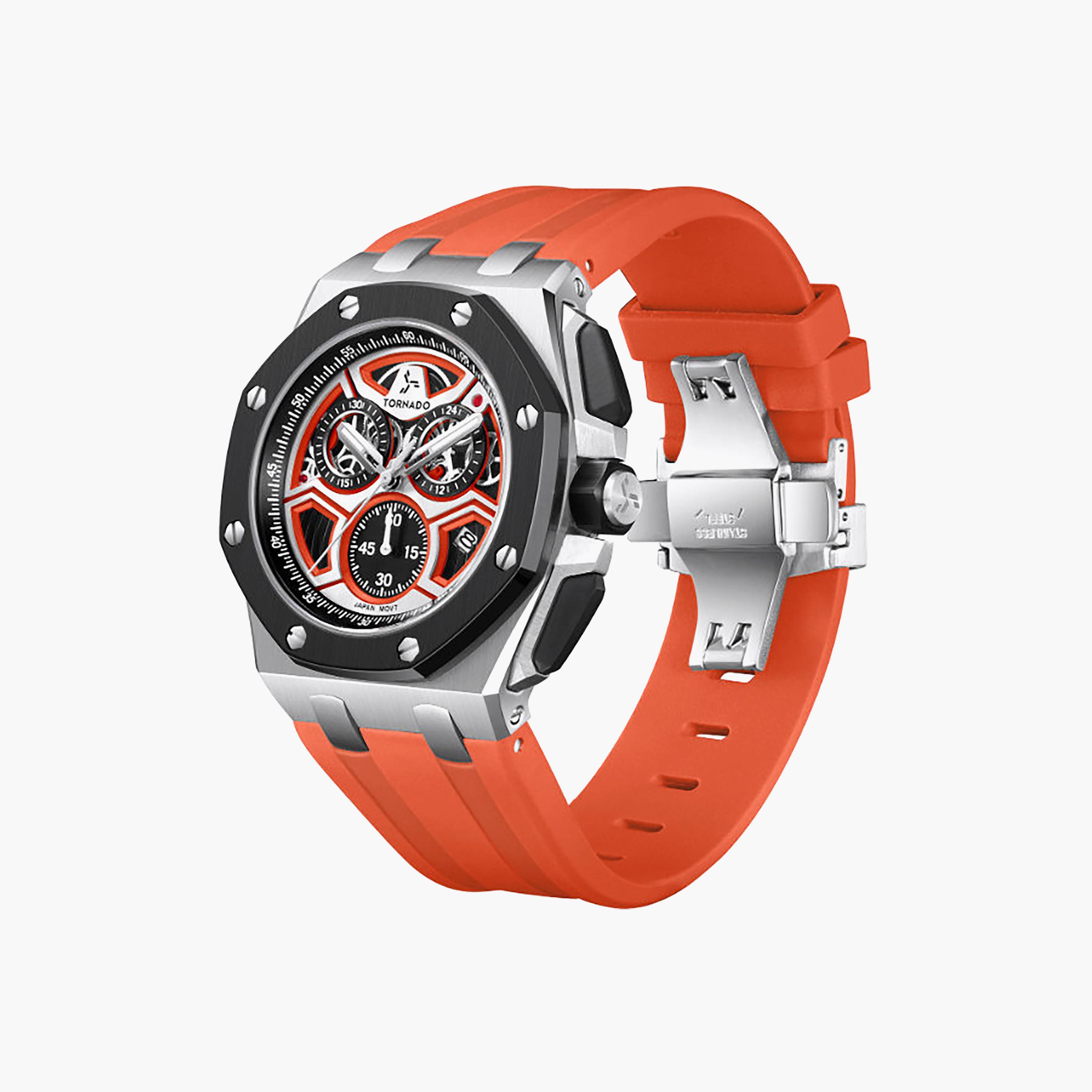 Tornado Men's 43MM Orange Chronograph Silicone Watch | T25103-SSRRB-men-watchesandjewellery-watches-image-3
