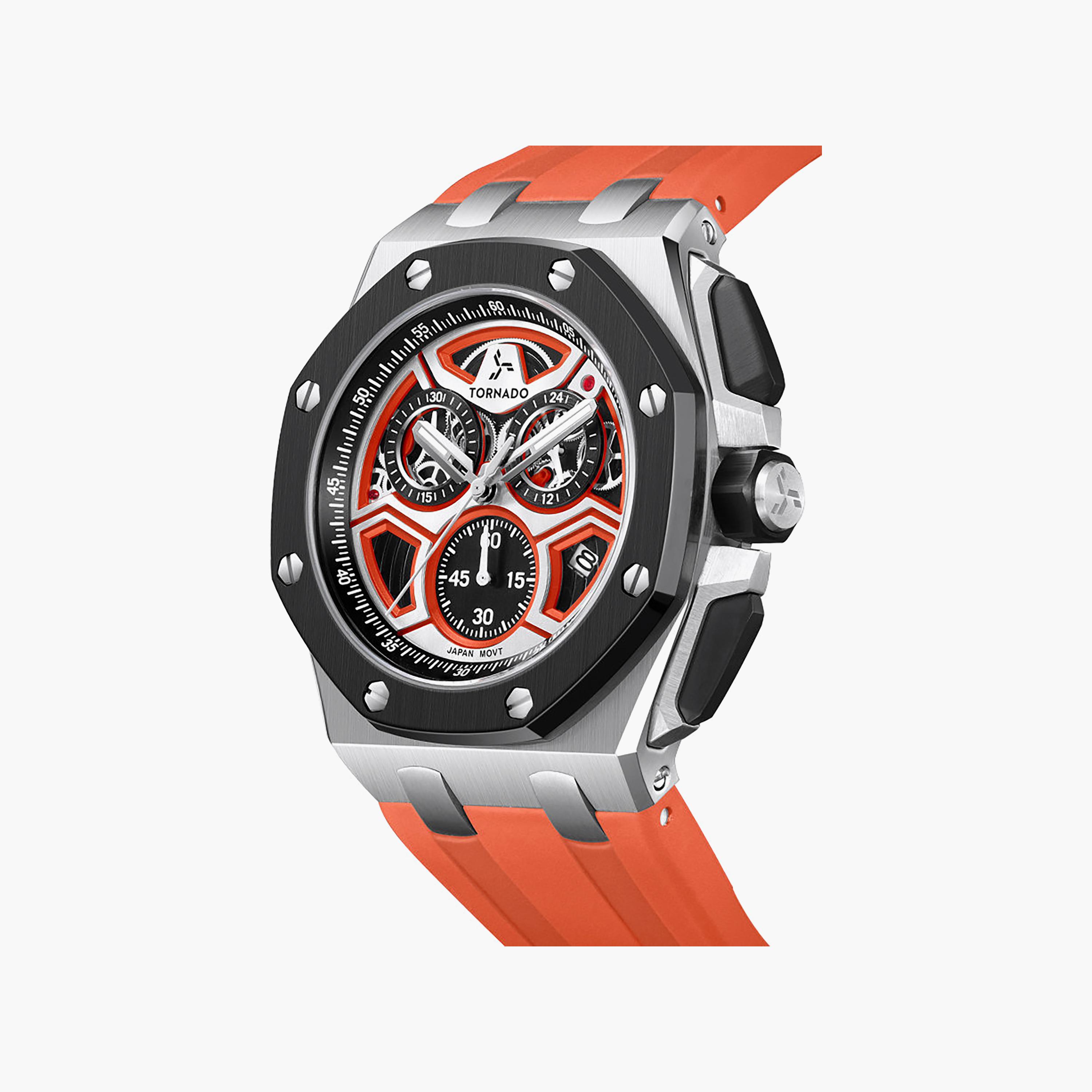 Tornado Men's 43MM Orange Chronograph Silicone Watch | T25103-SSRRB-men-watchesandjewellery-watches-image-5