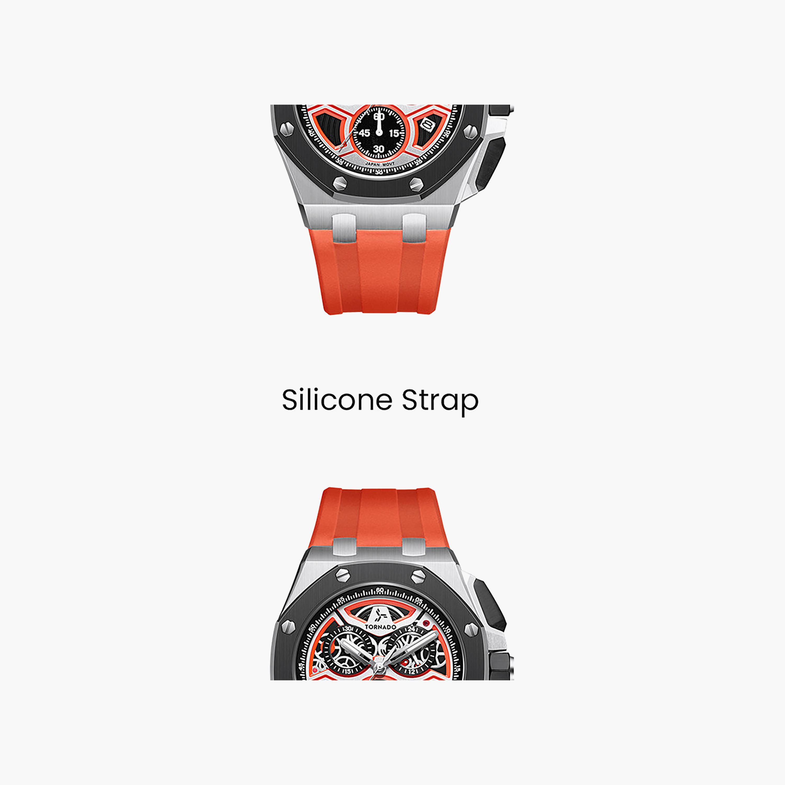 Tornado Men's 43MM Orange Chronograph Silicone Watch | T25103-SSRRB-men-watchesandjewellery-watches-image-6