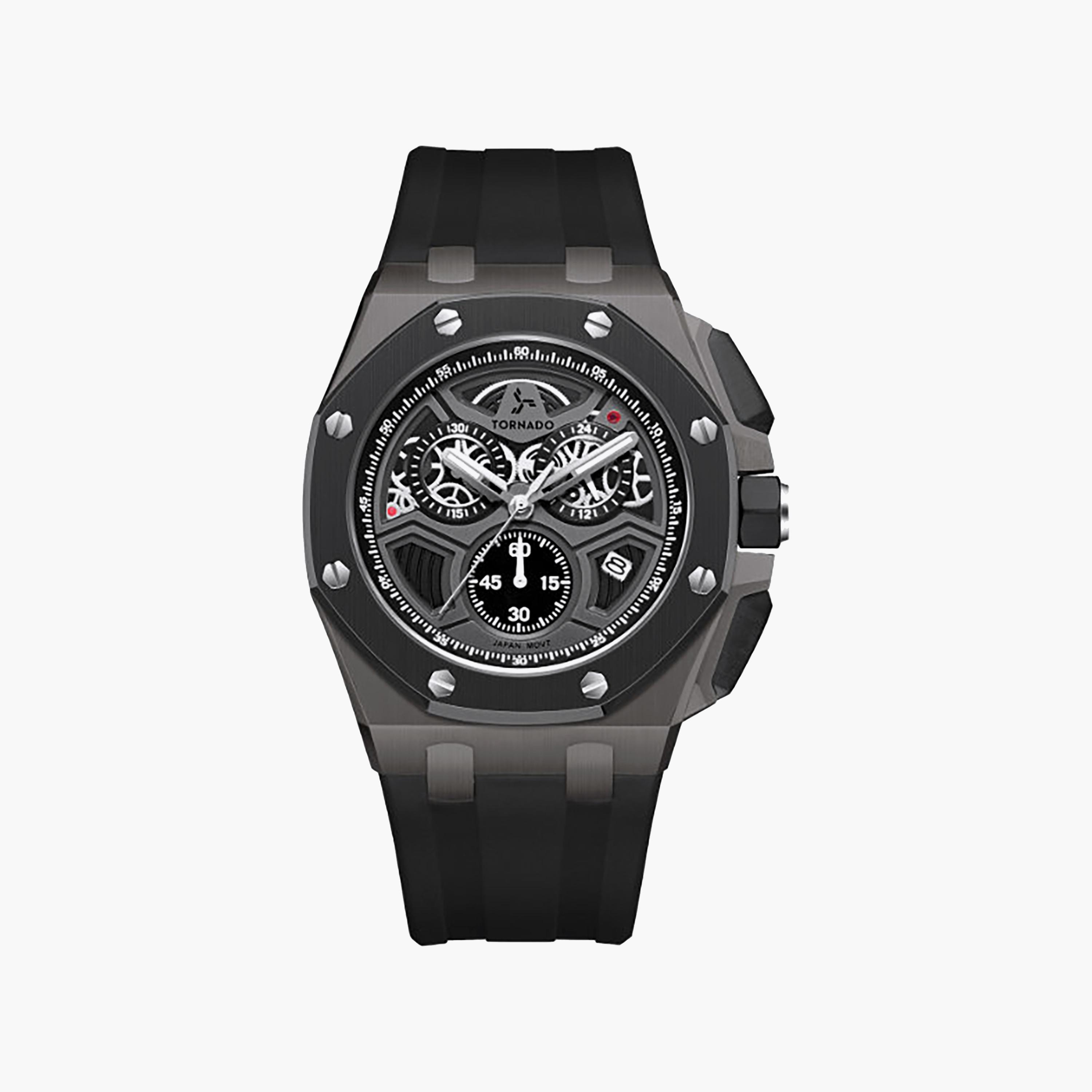 Tornado Men's 43MM Black Chronograph Silicone Watch | T25103-XSBXB-men-watchesandjewellery-watches-image-1