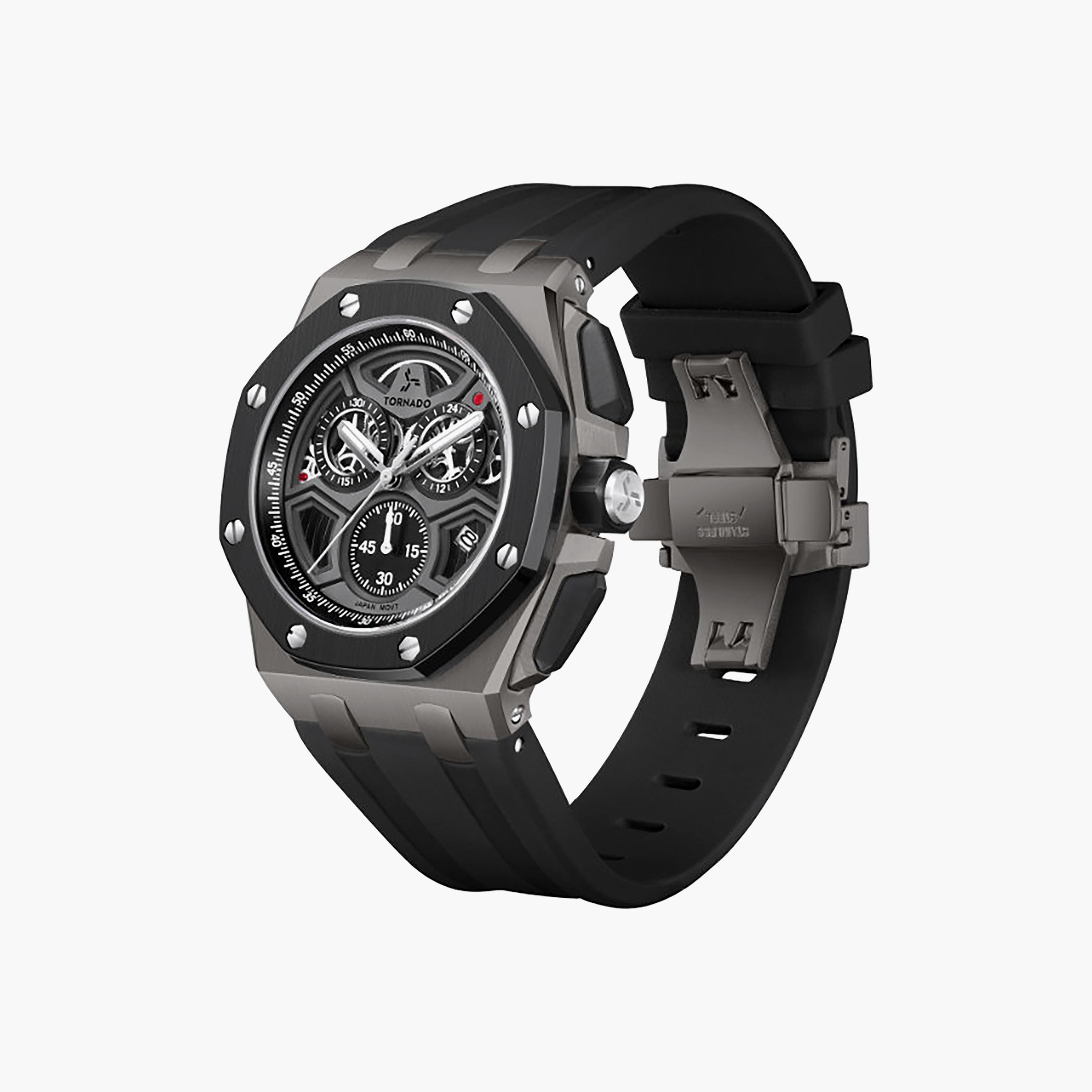 Tornado Men's 43MM Black Chronograph Silicone Watch | T25103-XSBXB-men-watchesandjewellery-watches-image-3