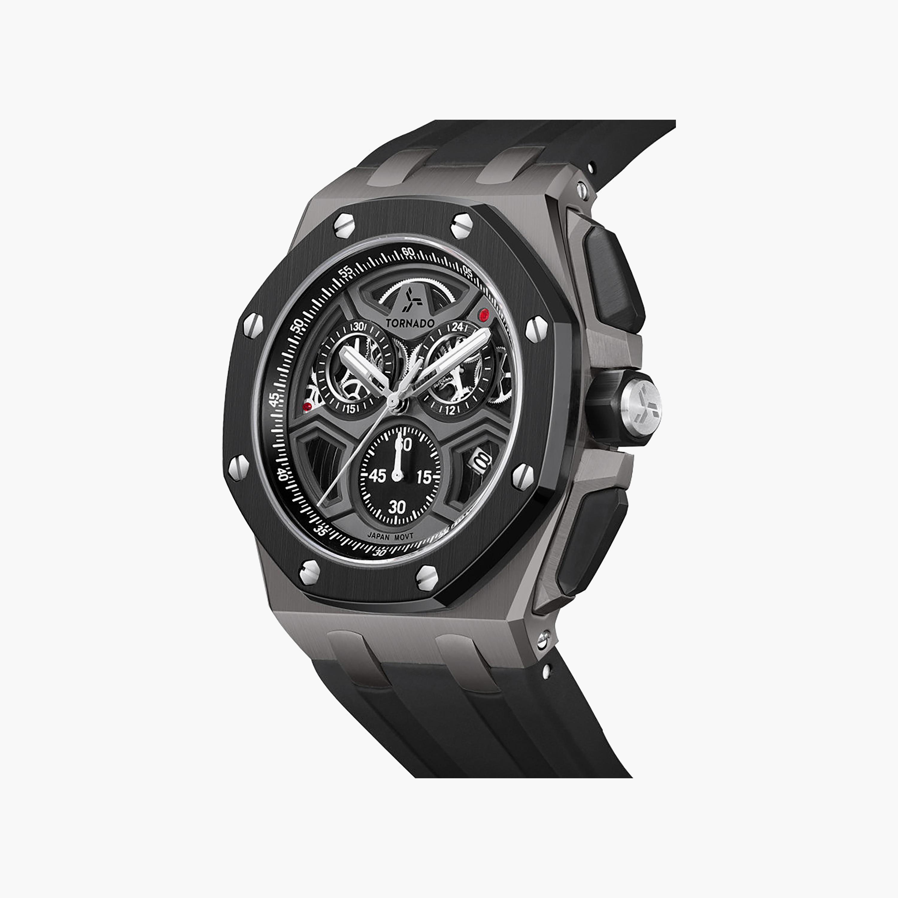 Tornado Men's 43MM Black Chronograph Silicone Watch | T25103-XSBXB-men-watchesandjewellery-watches-image-5