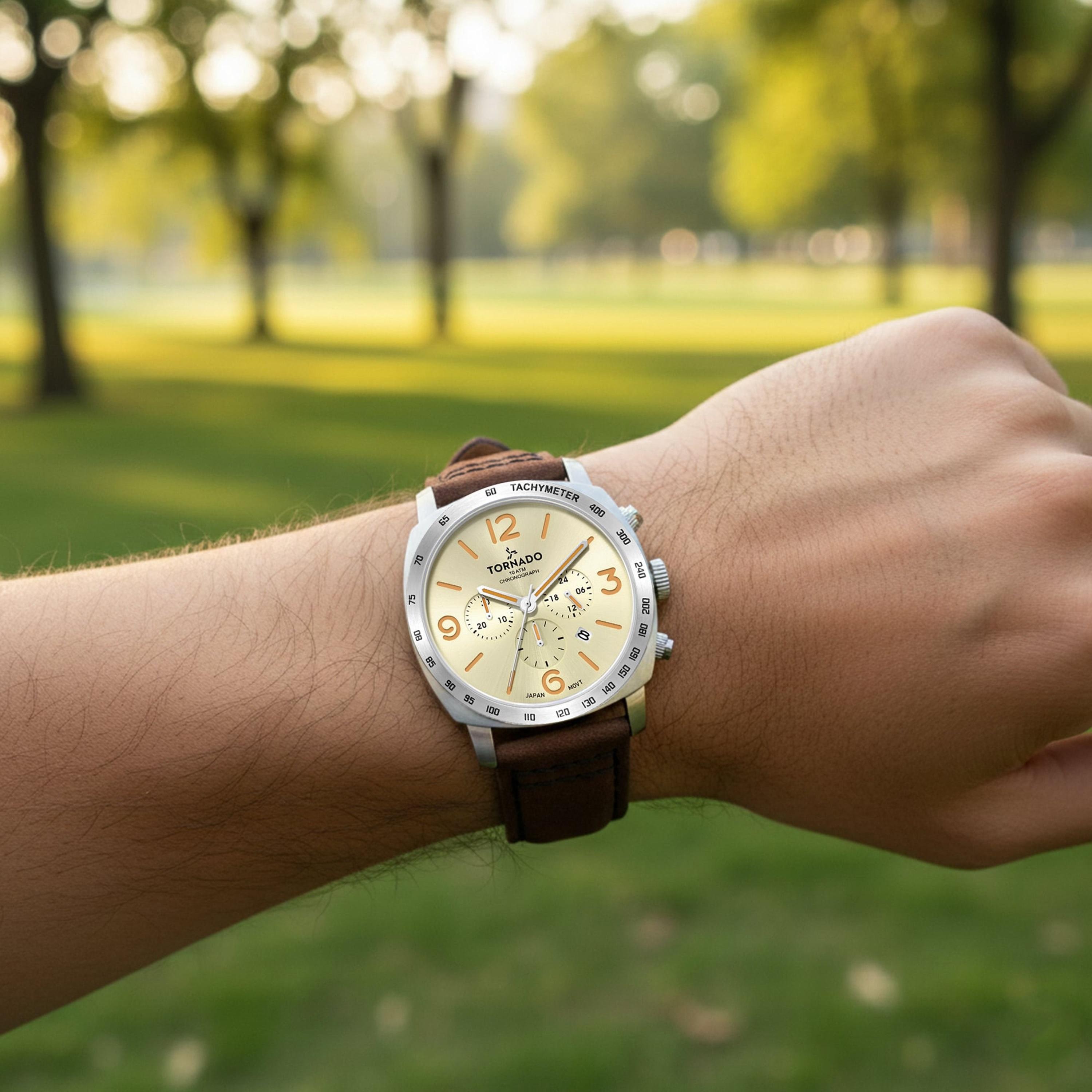 ساعة أنالوج جلد باللون البني 43 مم للرجال من تورنيدو | T9102-SLDI-men-watchesandjewellery-watches-image-10