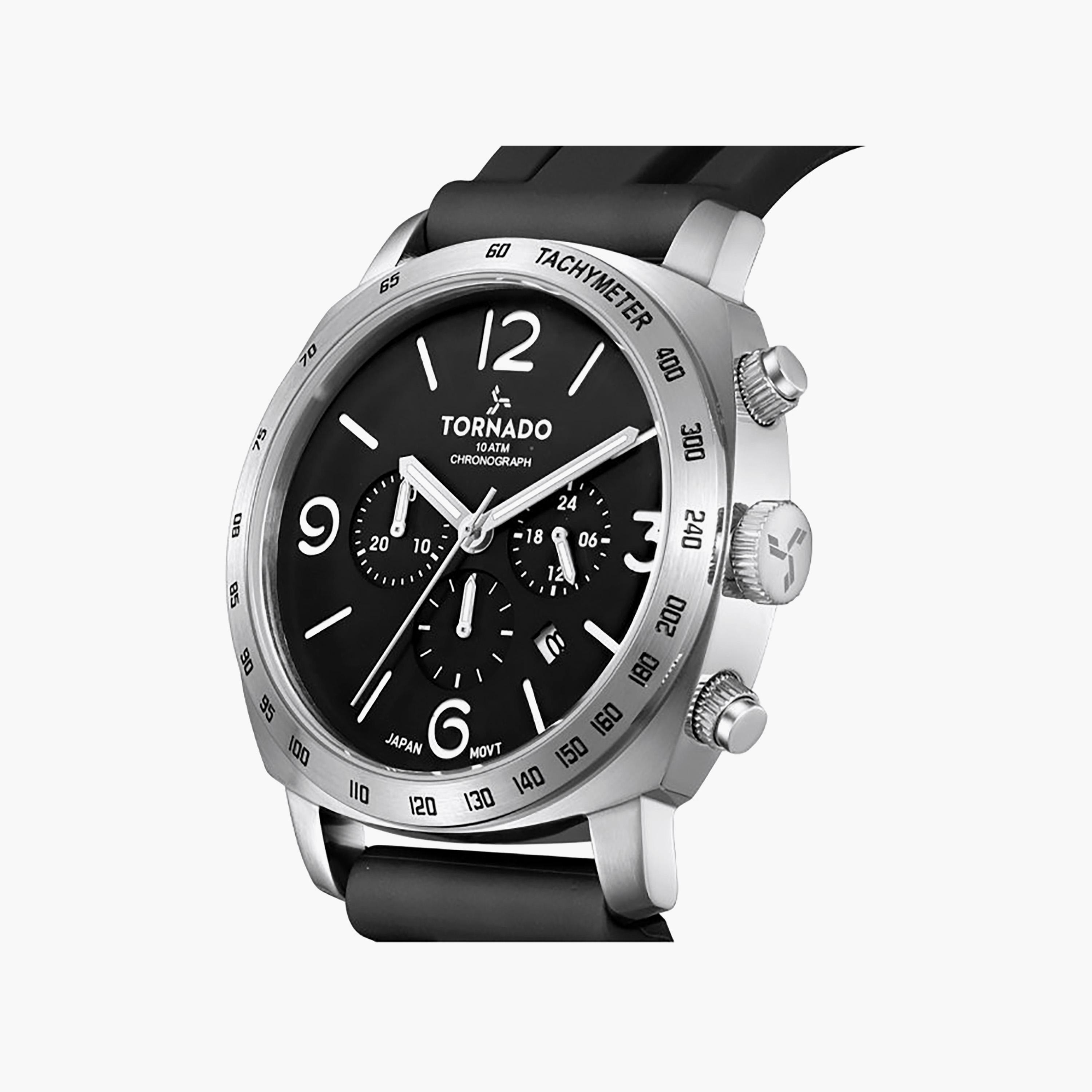 ساعة أنالوج سيليكون باللون الأسود 43 مم للرجال من تورنيدو | T9102-SSBB-men-watchesandjewellery-watches-image-5