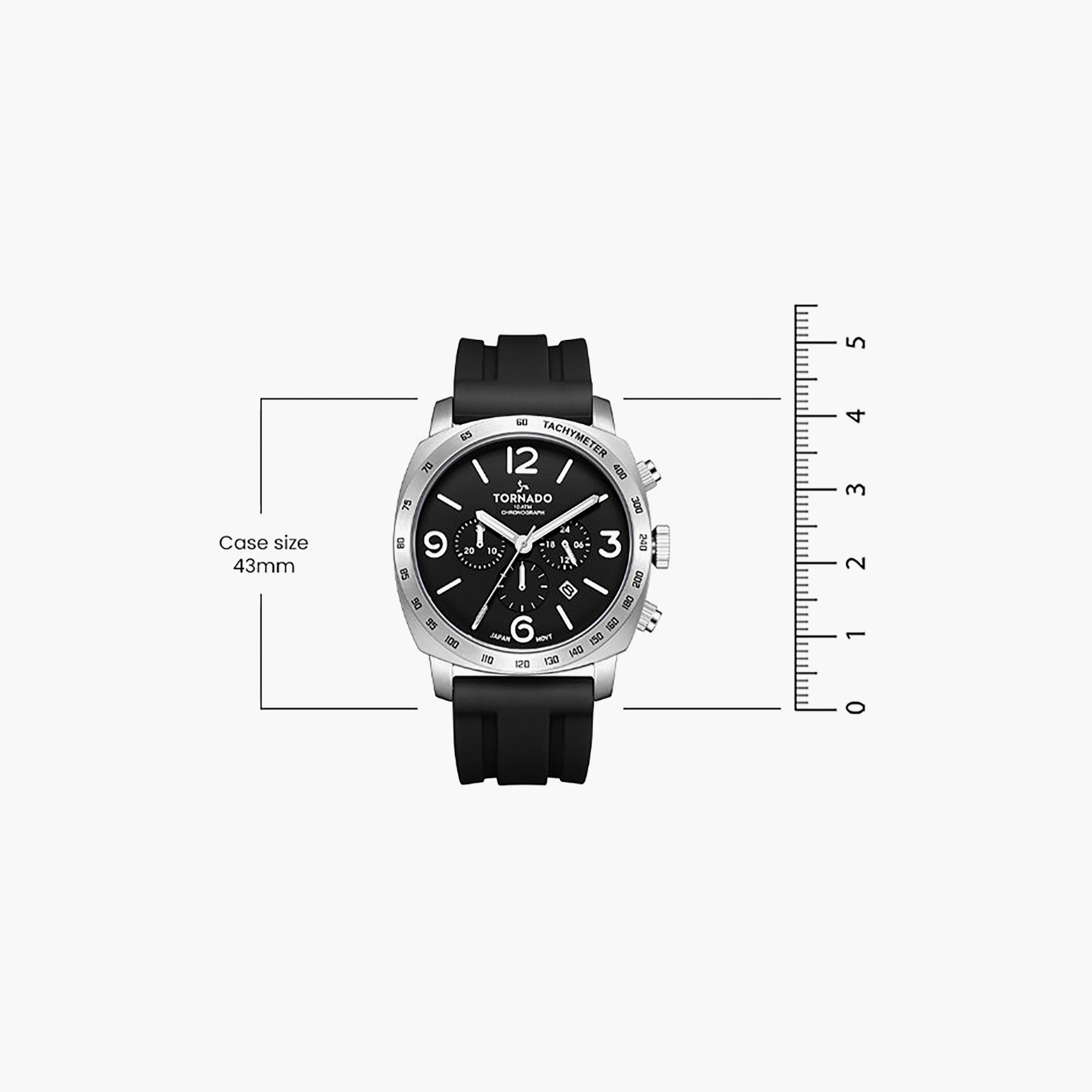 ساعة أنالوج سيليكون باللون الأسود 43 مم للرجال من تورنيدو | T9102-SSBB-men-watchesandjewellery-watches-image-7