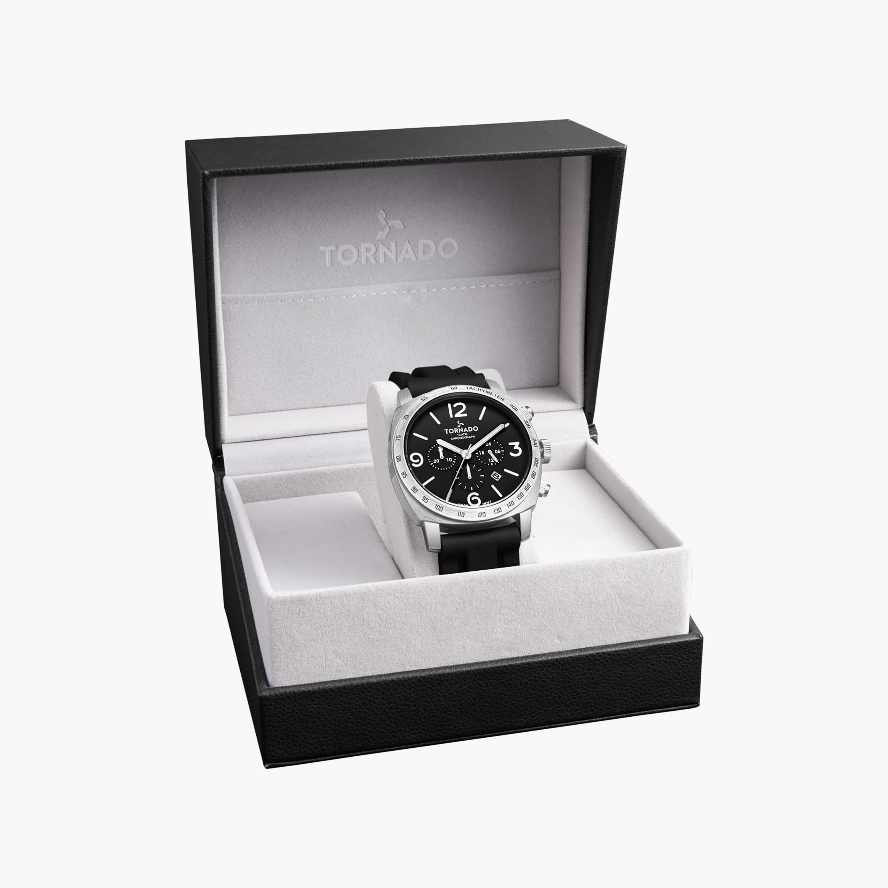 ساعة أنالوج سيليكون باللون الأسود 43 مم للرجال من تورنيدو | T9102-SSBB-men-watchesandjewellery-watches-image-8