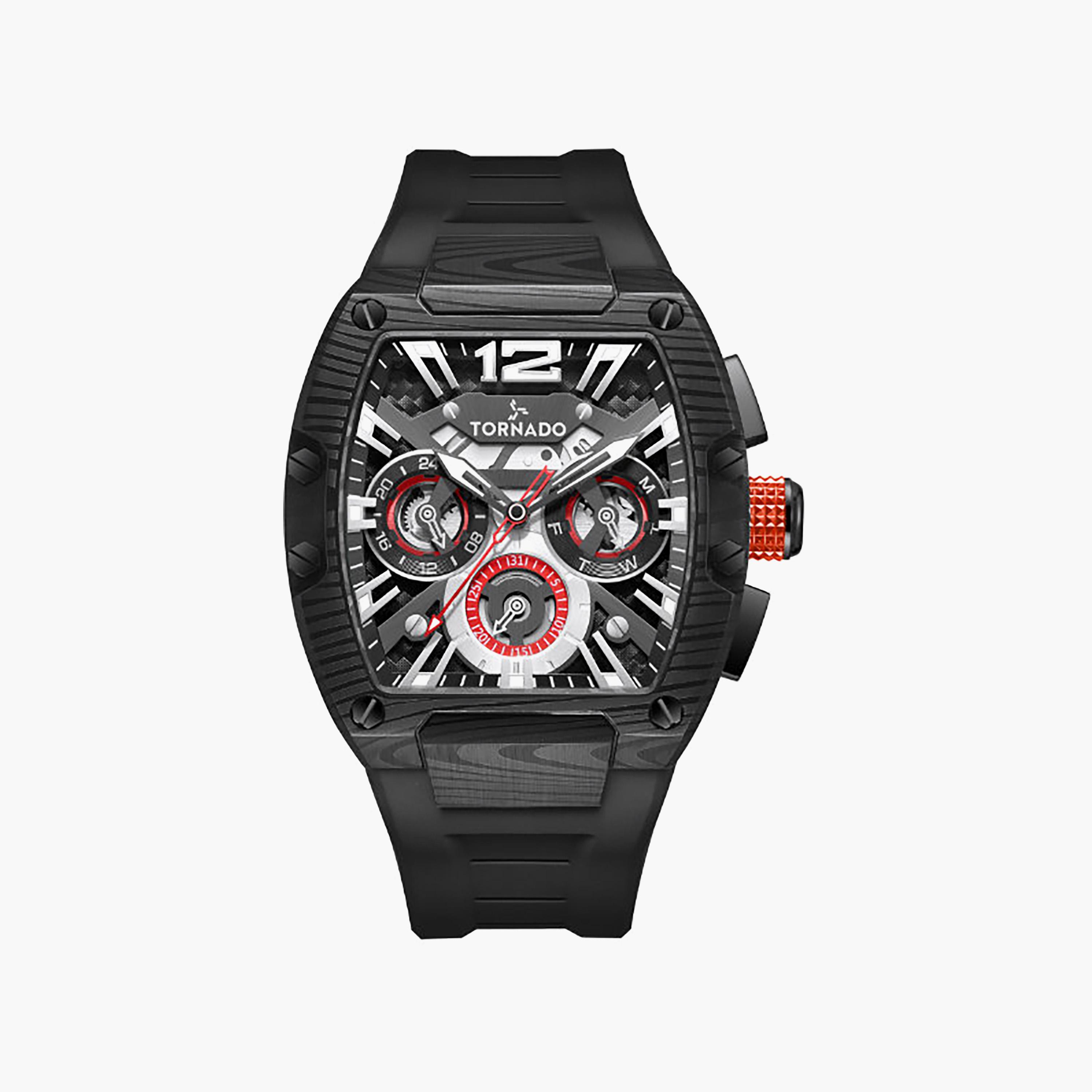 ساعة كرونوغراف سيليكون باللون الأسود 43 مم للرجال من تورنيدو | T23105L-BFBB-men-watchesandjewellery-watches-image-1