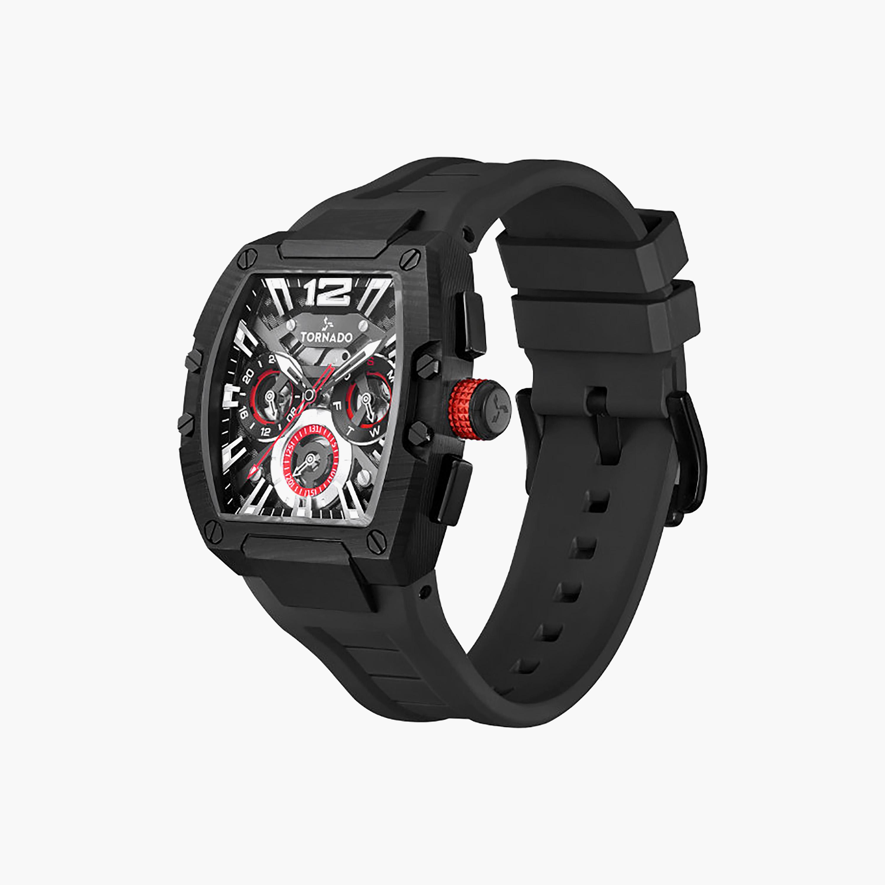 ساعة كرونوغراف سيليكون باللون الأسود 43 مم للرجال من تورنيدو | T23105L-BFBB-men-watchesandjewellery-watches-image-2