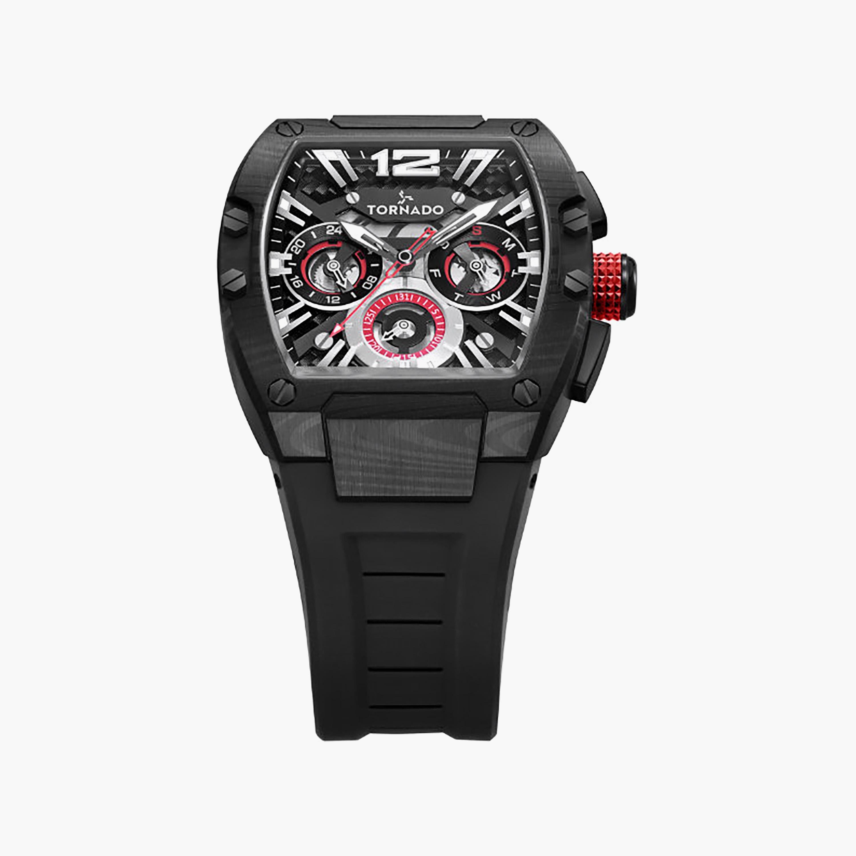 ساعة كرونوغراف سيليكون باللون الأسود 43 مم للرجال من تورنيدو | T23105L-BFBB-men-watchesandjewellery-watches-image-3